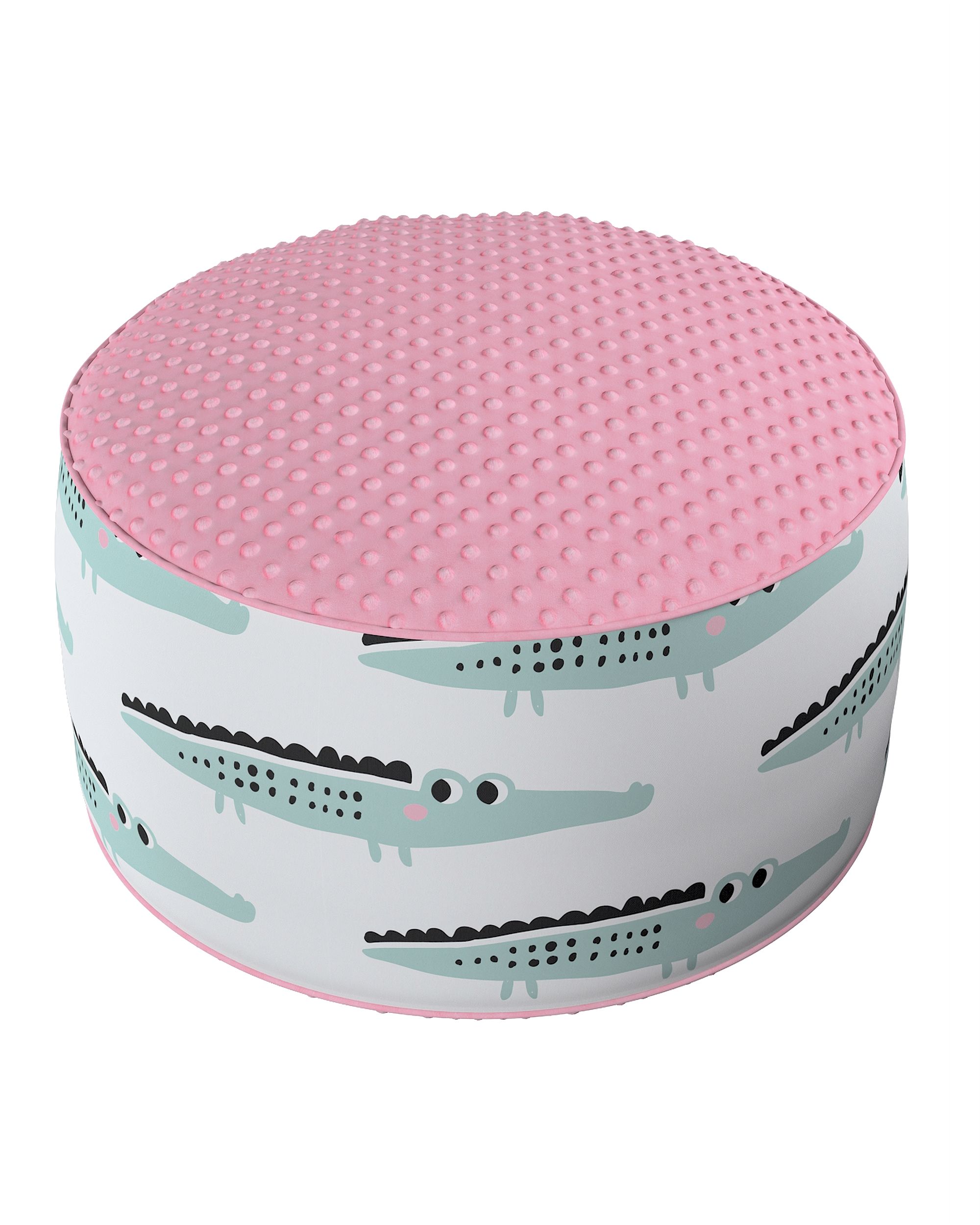 Pouf bicolore Coli av Minky couleur vert tissu à motifs