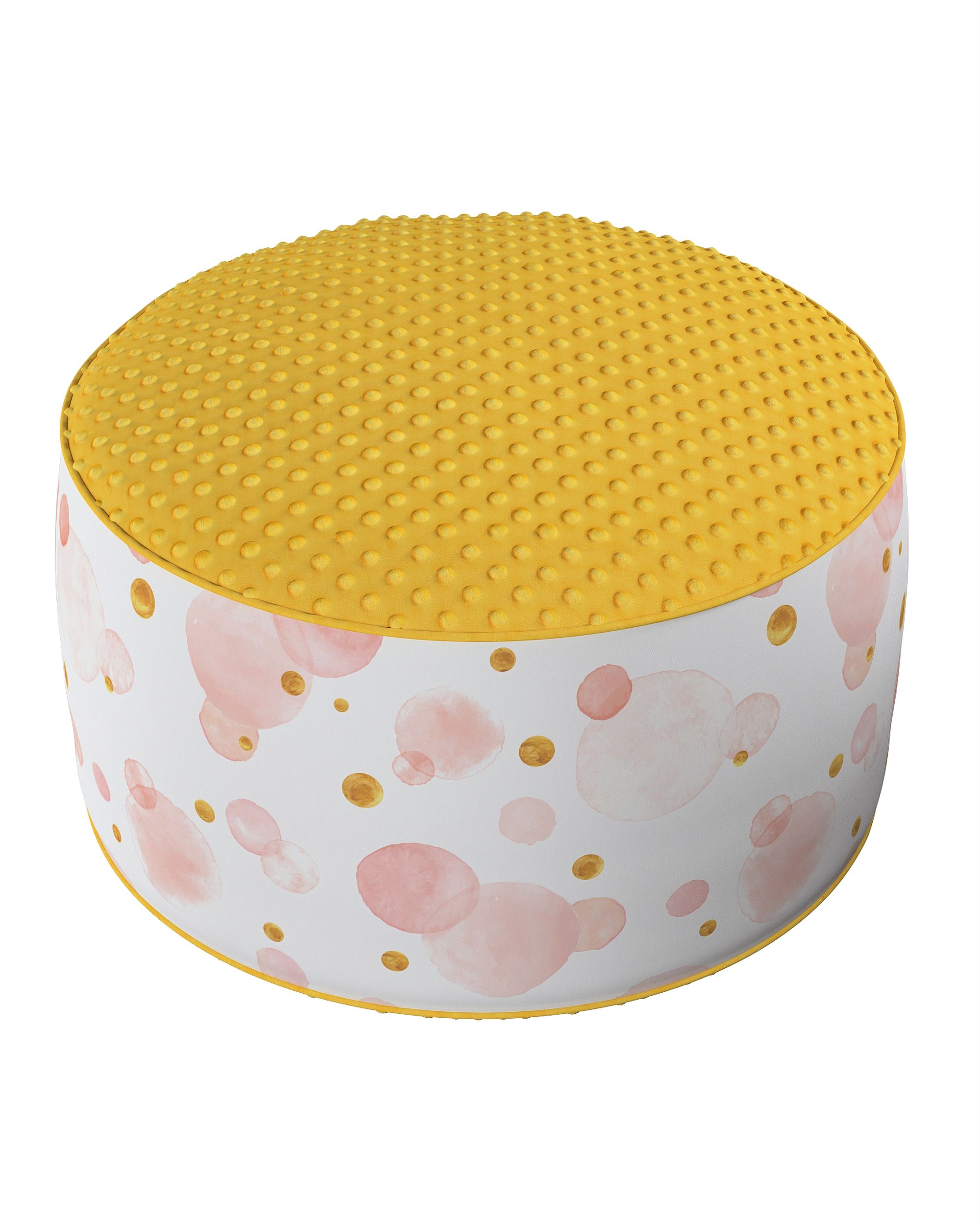 Pouf bicolore Coli av Minky couleur rose tissu à motifs
