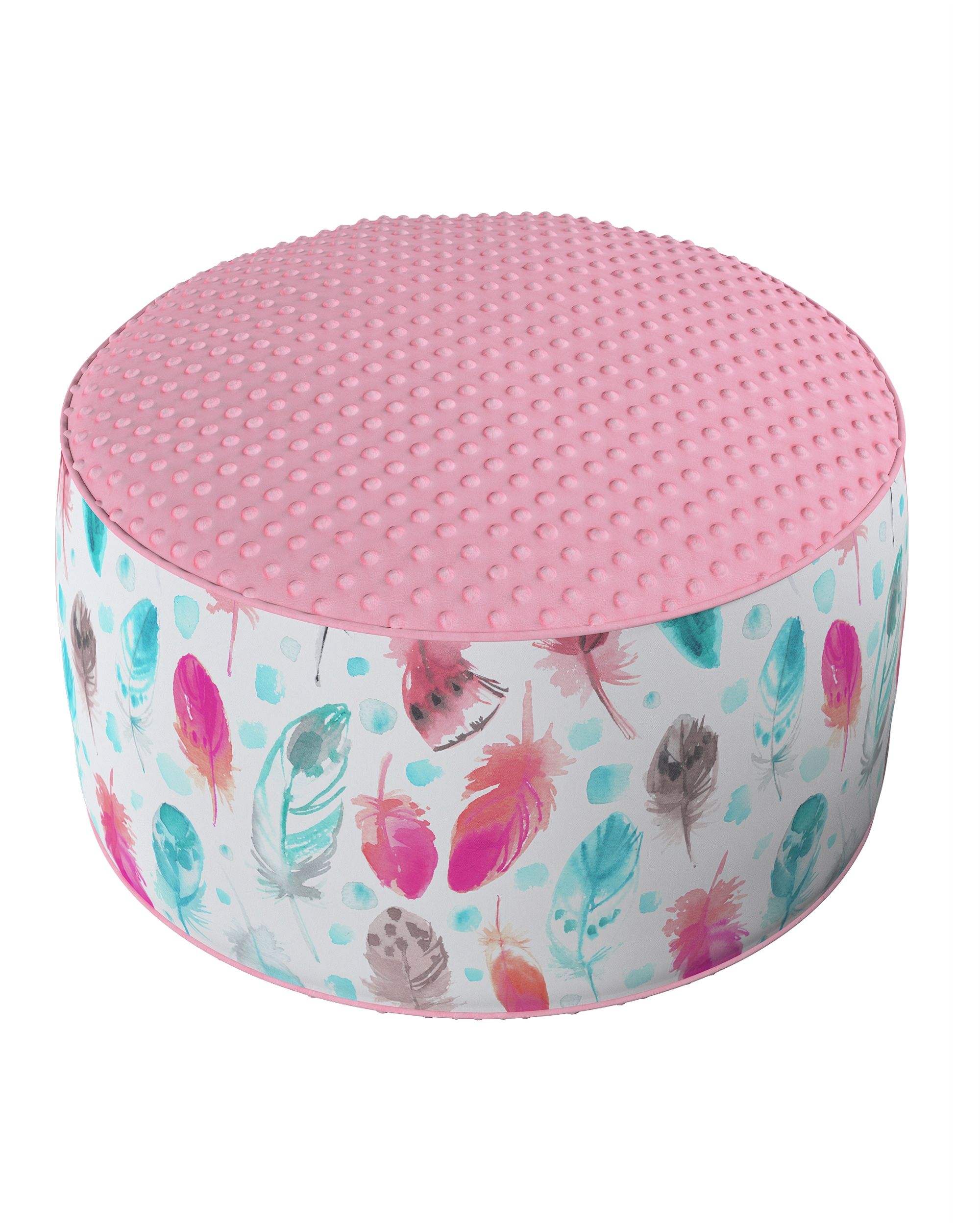 Pouf bicolore Coli av Minky couleur bleu tissu à motifs