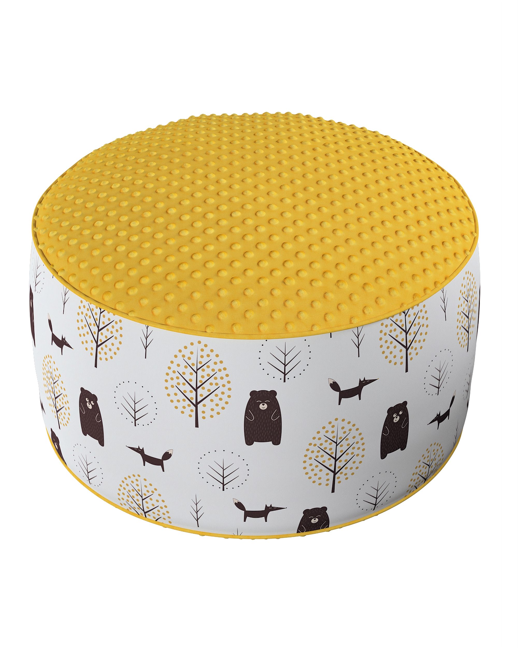 Pouf bicolore Coli av Minky couleur marron tissu à motifs