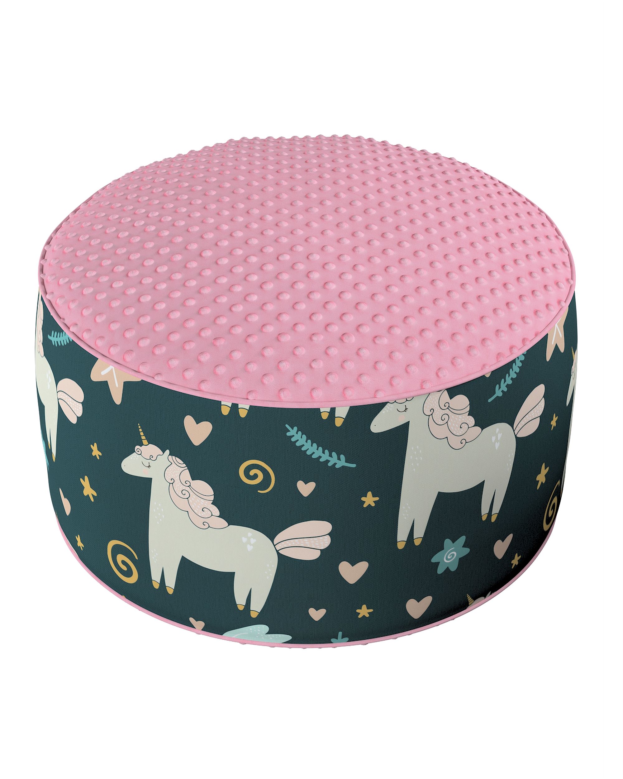 Pouf bicolore Coli av Minky couleur marron tissu à motifs
