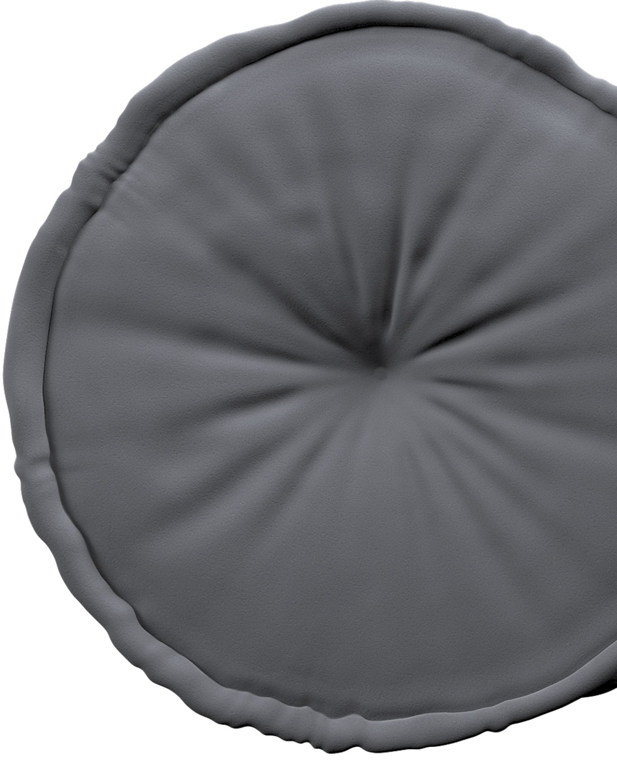 Pouf rond décorative couleur gris tissu brillant, velours (hover)