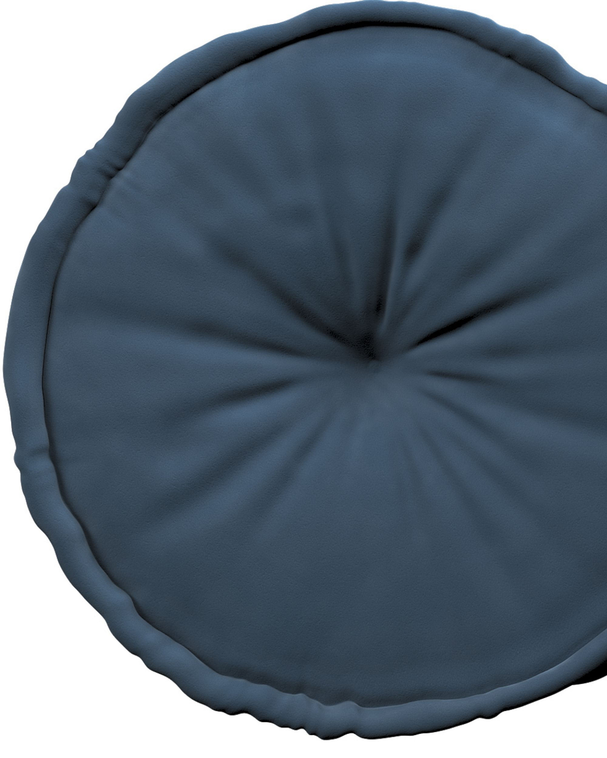 Pouf rond décorative couleur bleu tissu brillant, velours (hover)