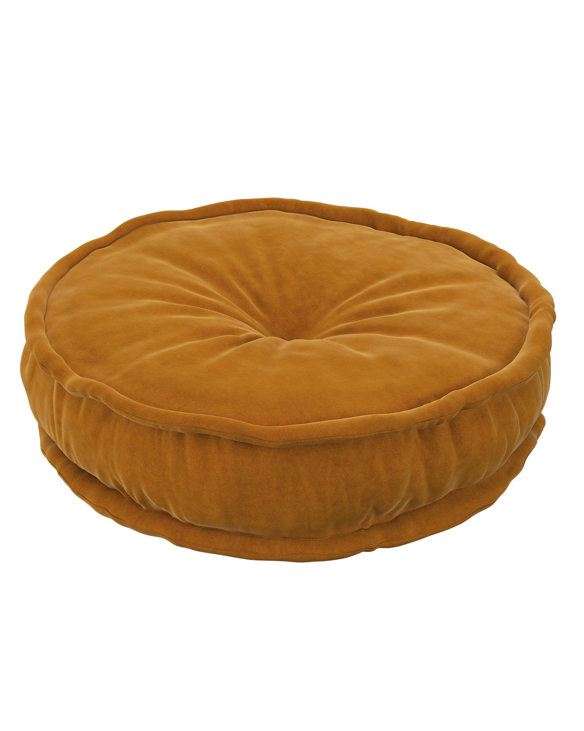 Pouf rond décorative couleur jaune tissu brillant, velours