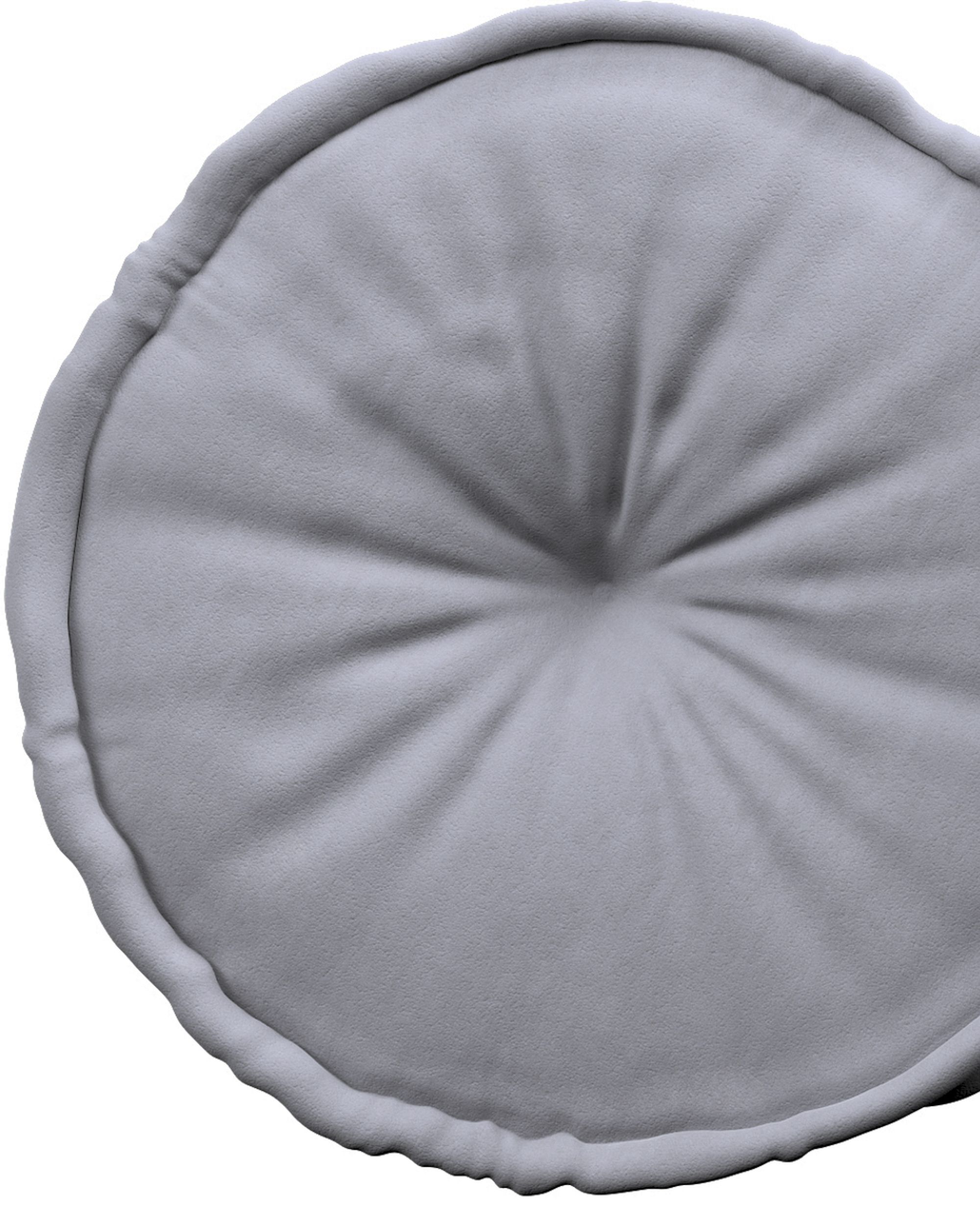 Pouf rond décorative couleur gris tissu brillant, velours (hover)