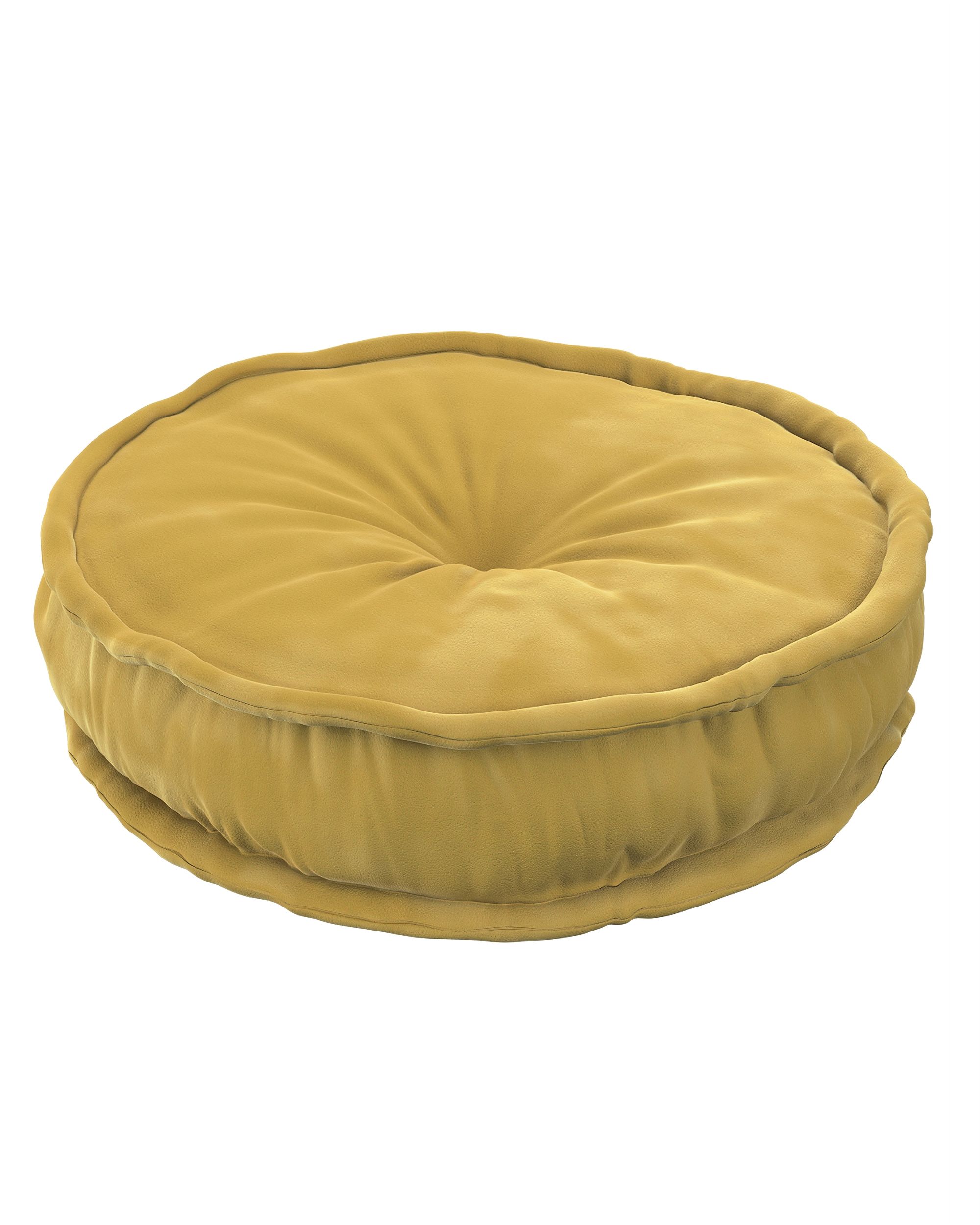 Pouf rond décorative couleur vert tissu brillant, velours