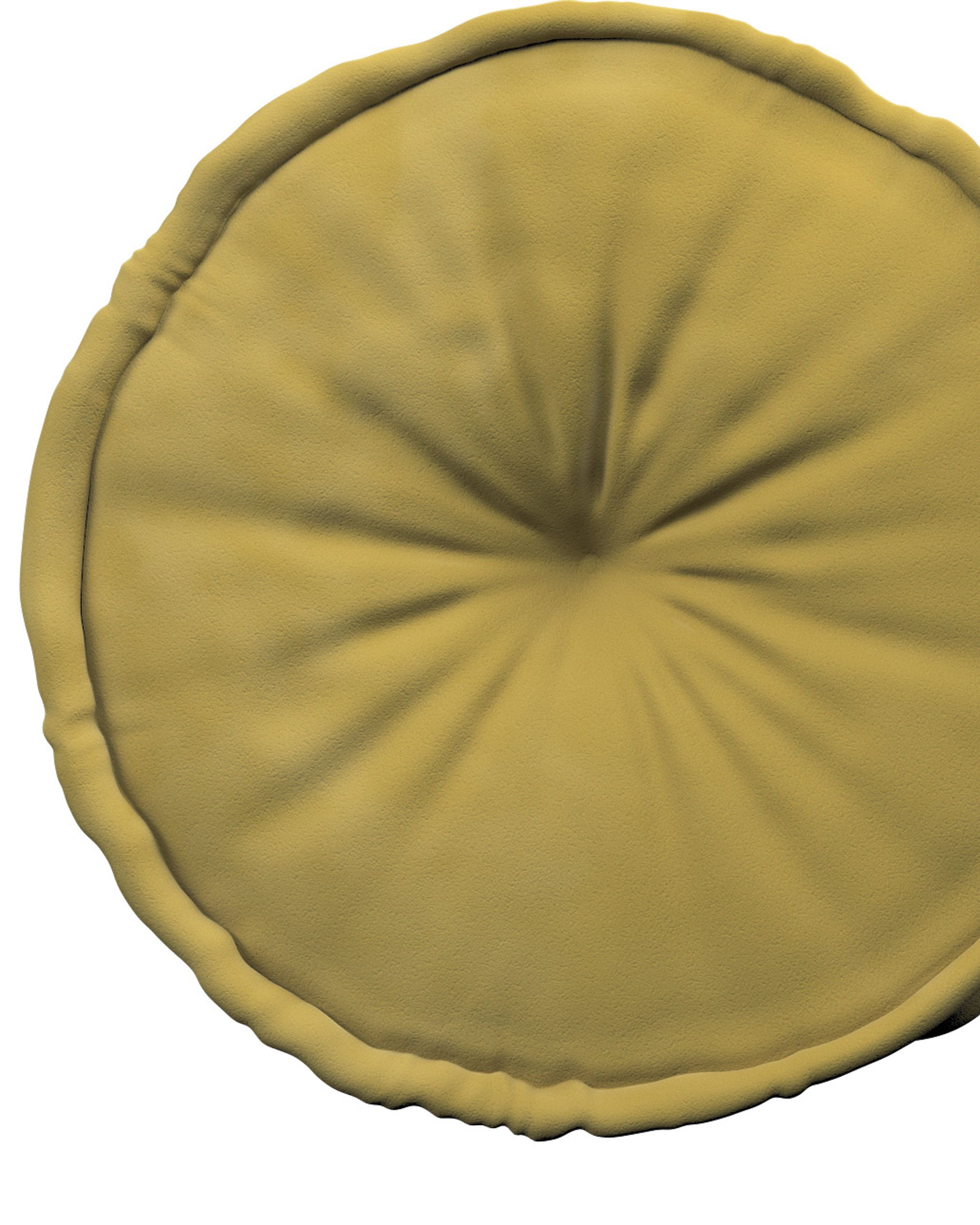 Pouf rond décorative couleur vert tissu brillant, velours (hover)