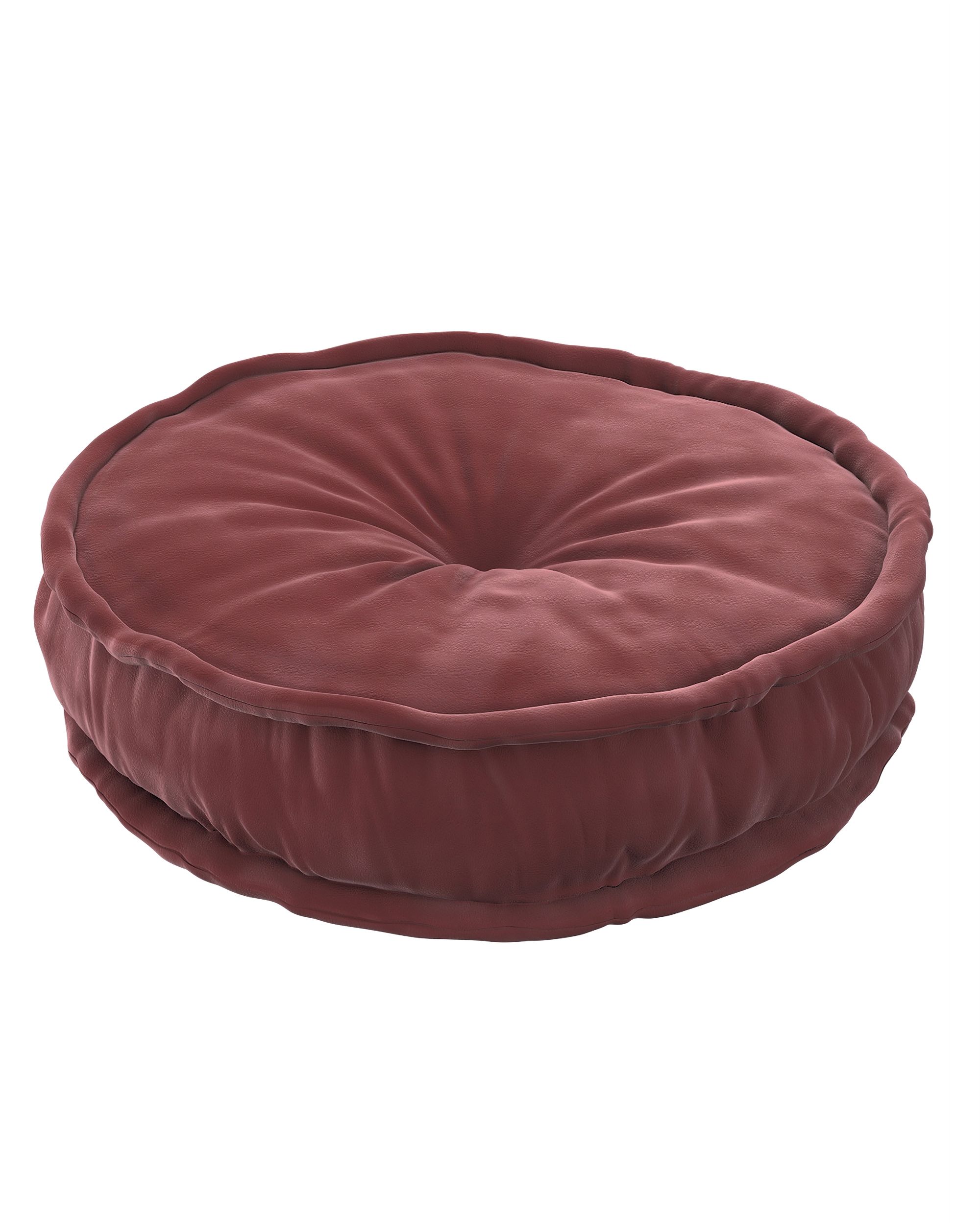 Pouf rond décorative couleur rouge tissu brillant, velours