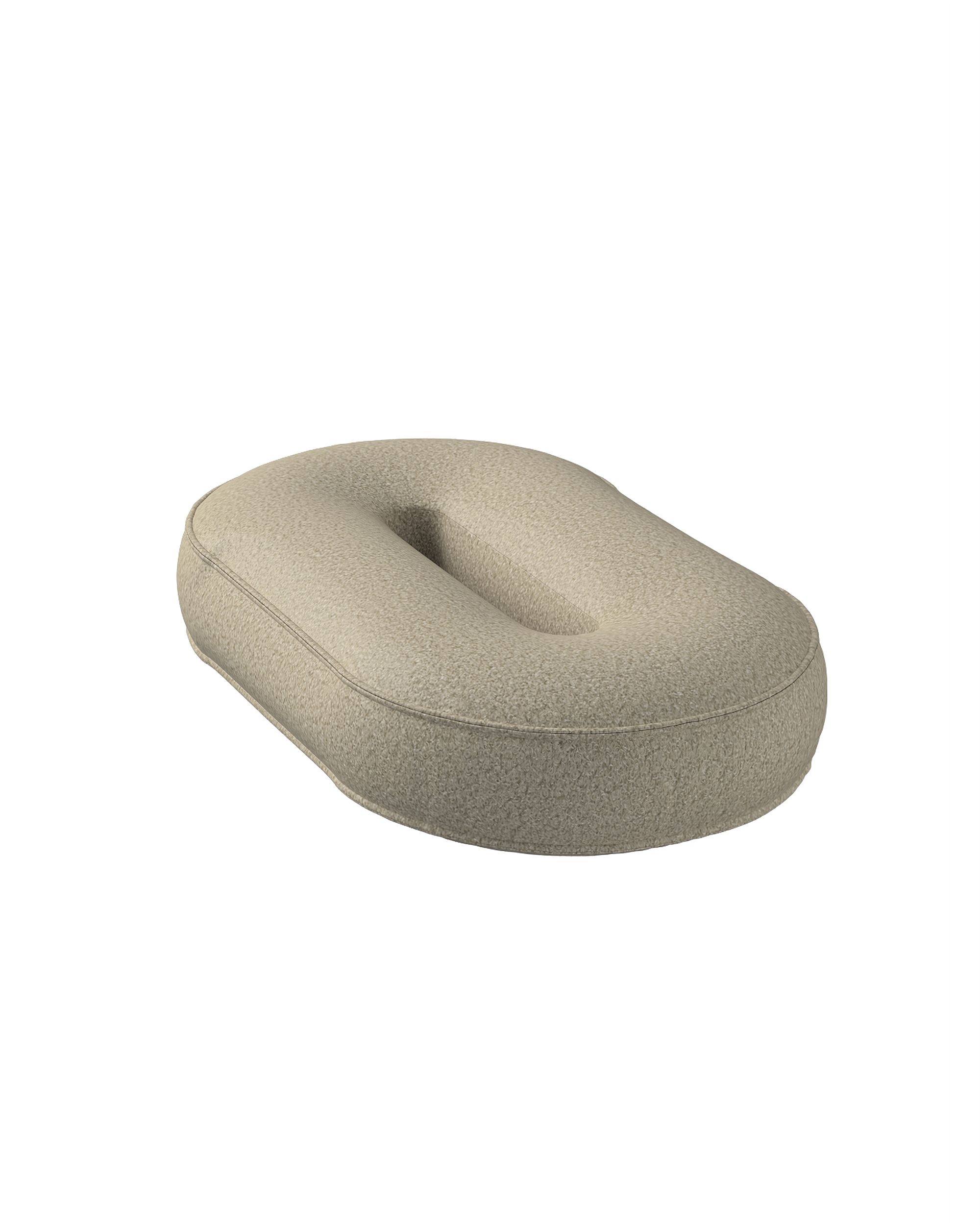 Coussin en forme du chiffre 0 couleur beige tissu tresse (hover)