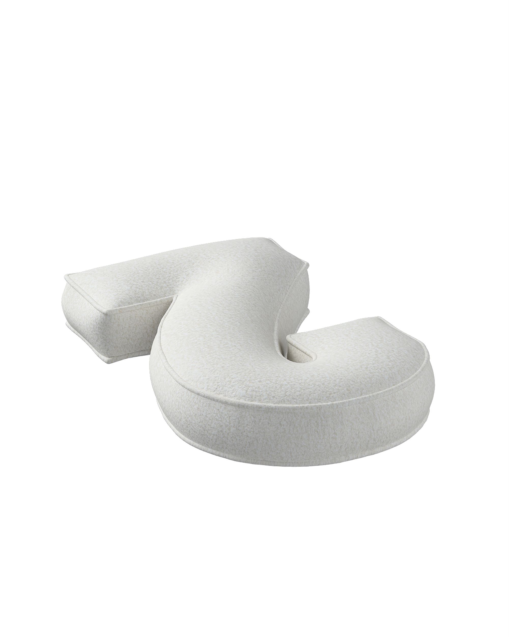 Coussin en forme du chiffre 2 couleur blanc tissu tresse (hover)