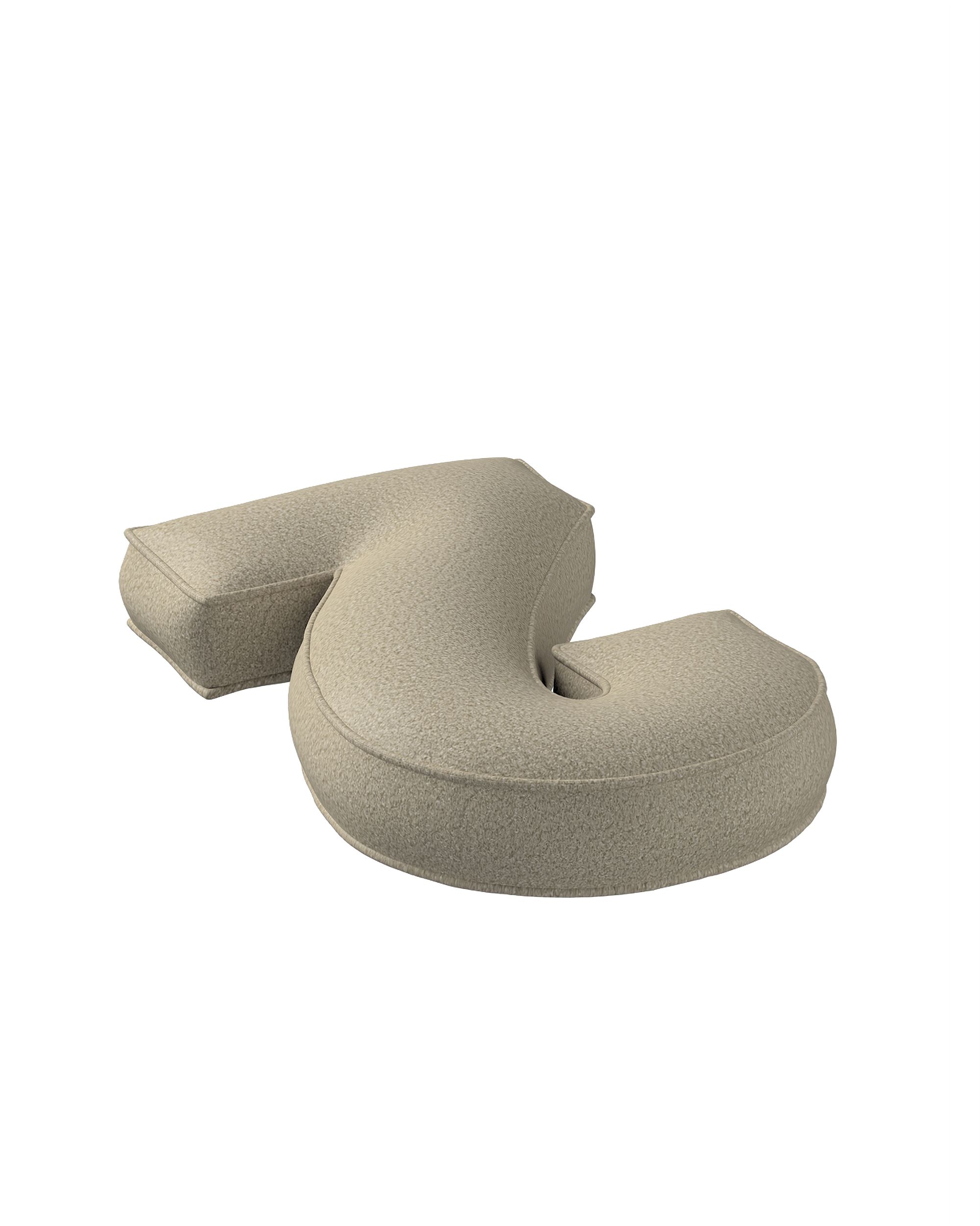 Coussin en forme du chiffre 2 couleur beige tissu tresse (hover)