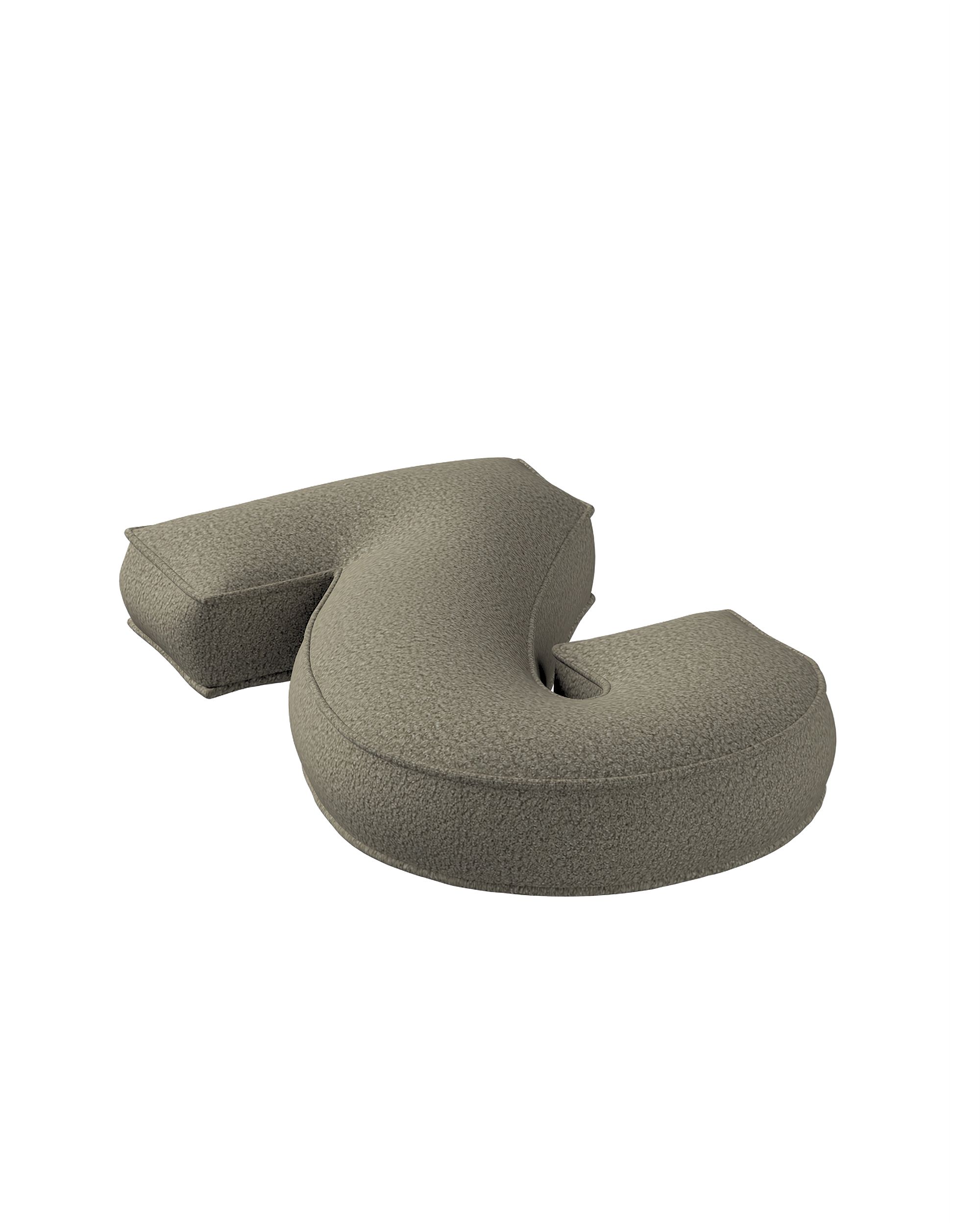 Coussin en forme du chiffre 2 couleur beige tissu tresse (hover)