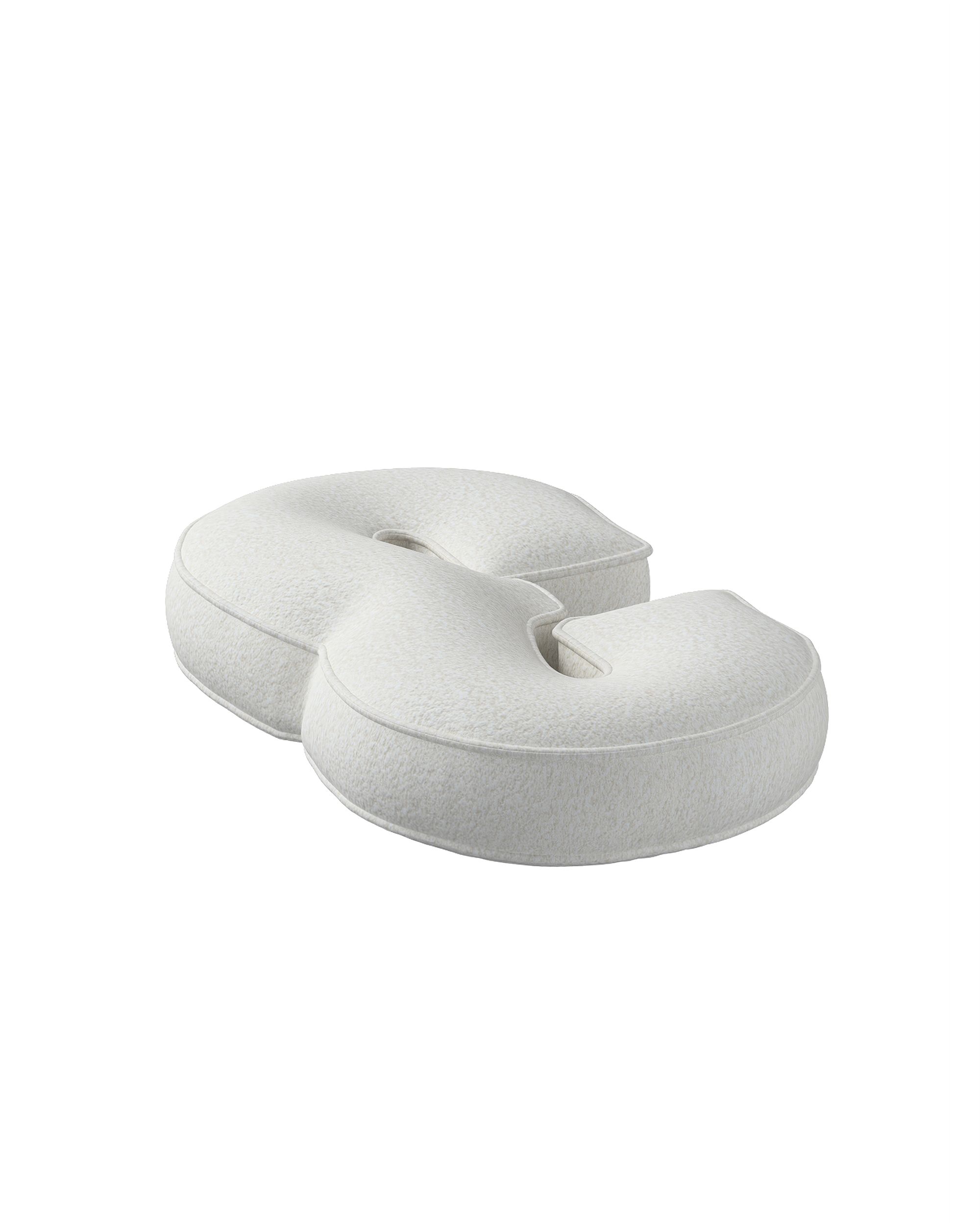 Coussin en forme du chiffre 3 couleur blanc tissu tresse (hover)