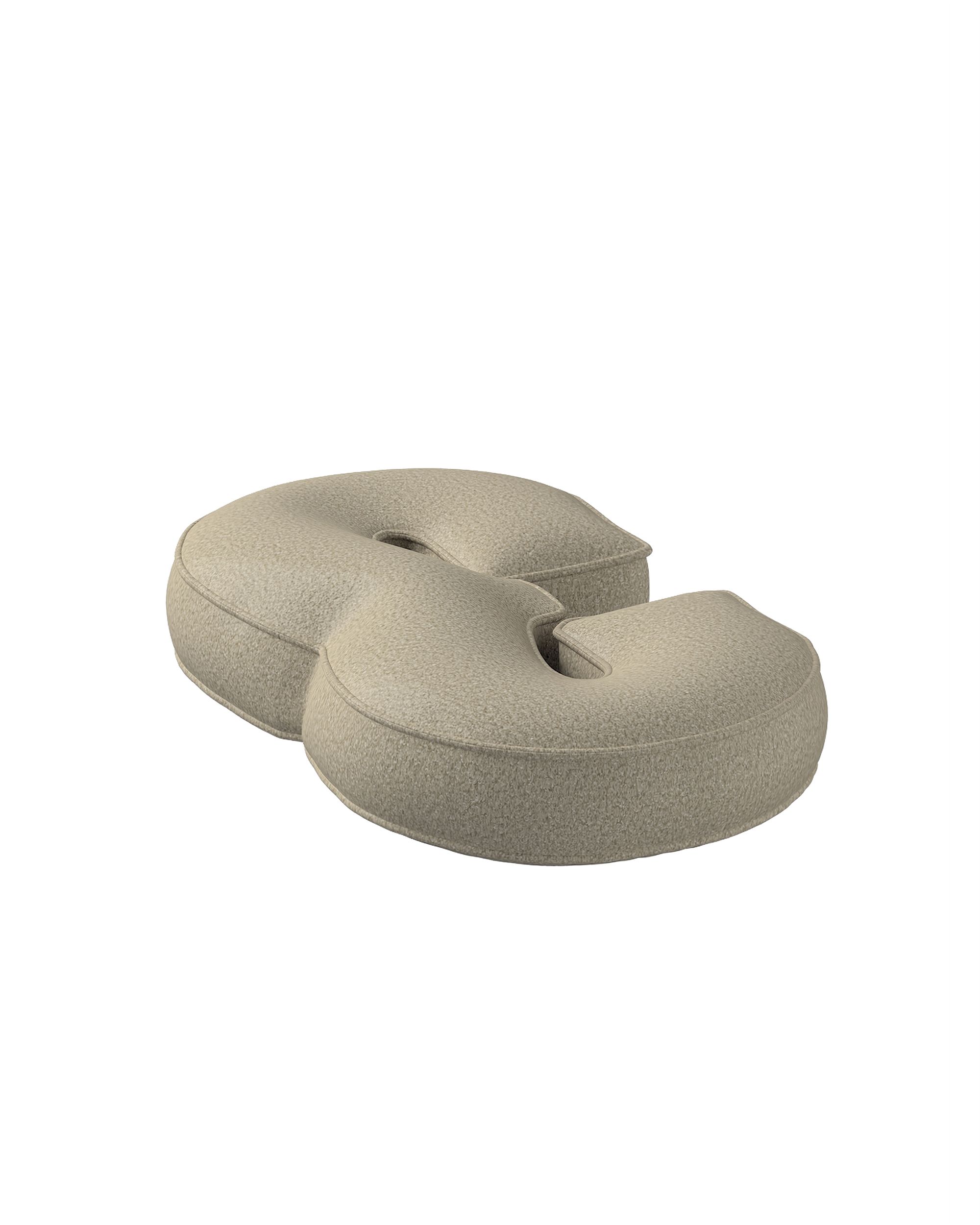Coussin en forme du chiffre 3 couleur beige tissu tresse (hover)