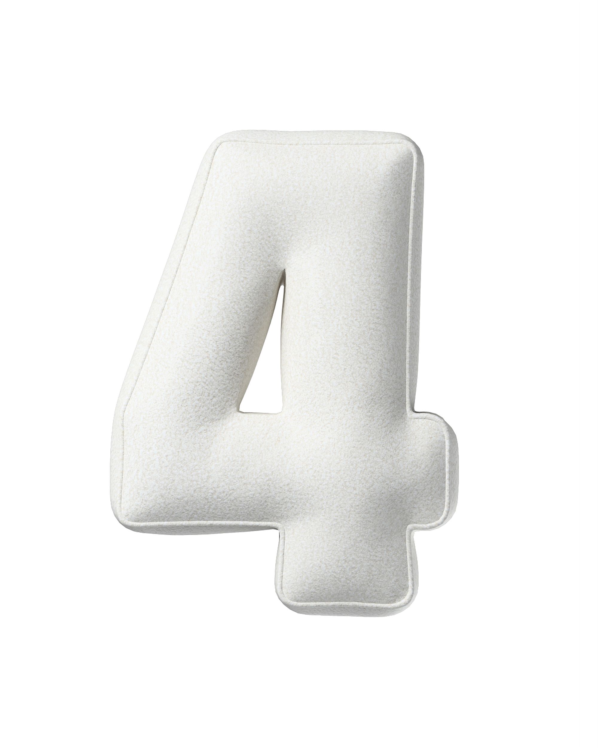 Coussin en forme du chiffre 4 couleur blanc tissu tresse