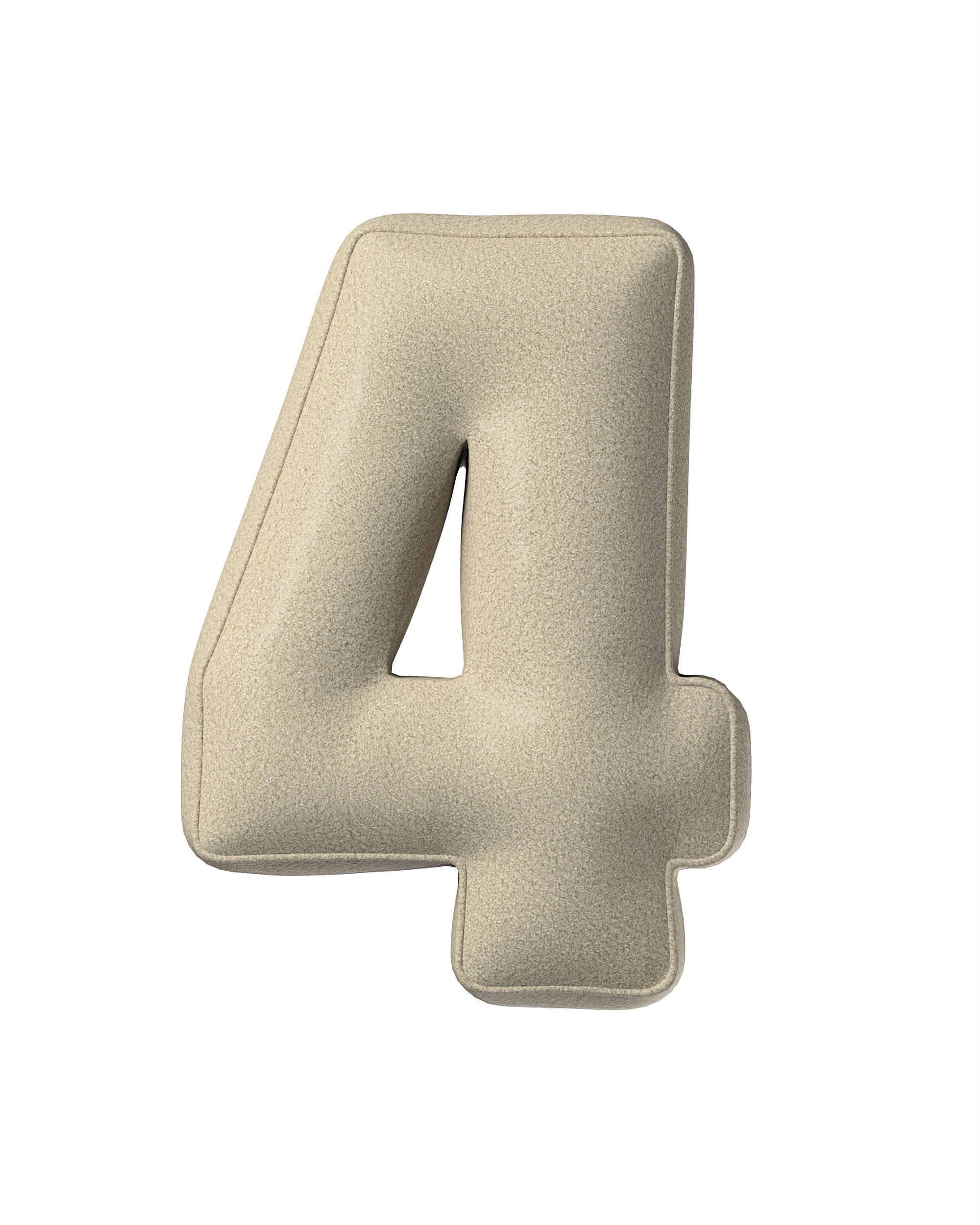 Coussin en forme du chiffre 4 couleur beige tissu tresse