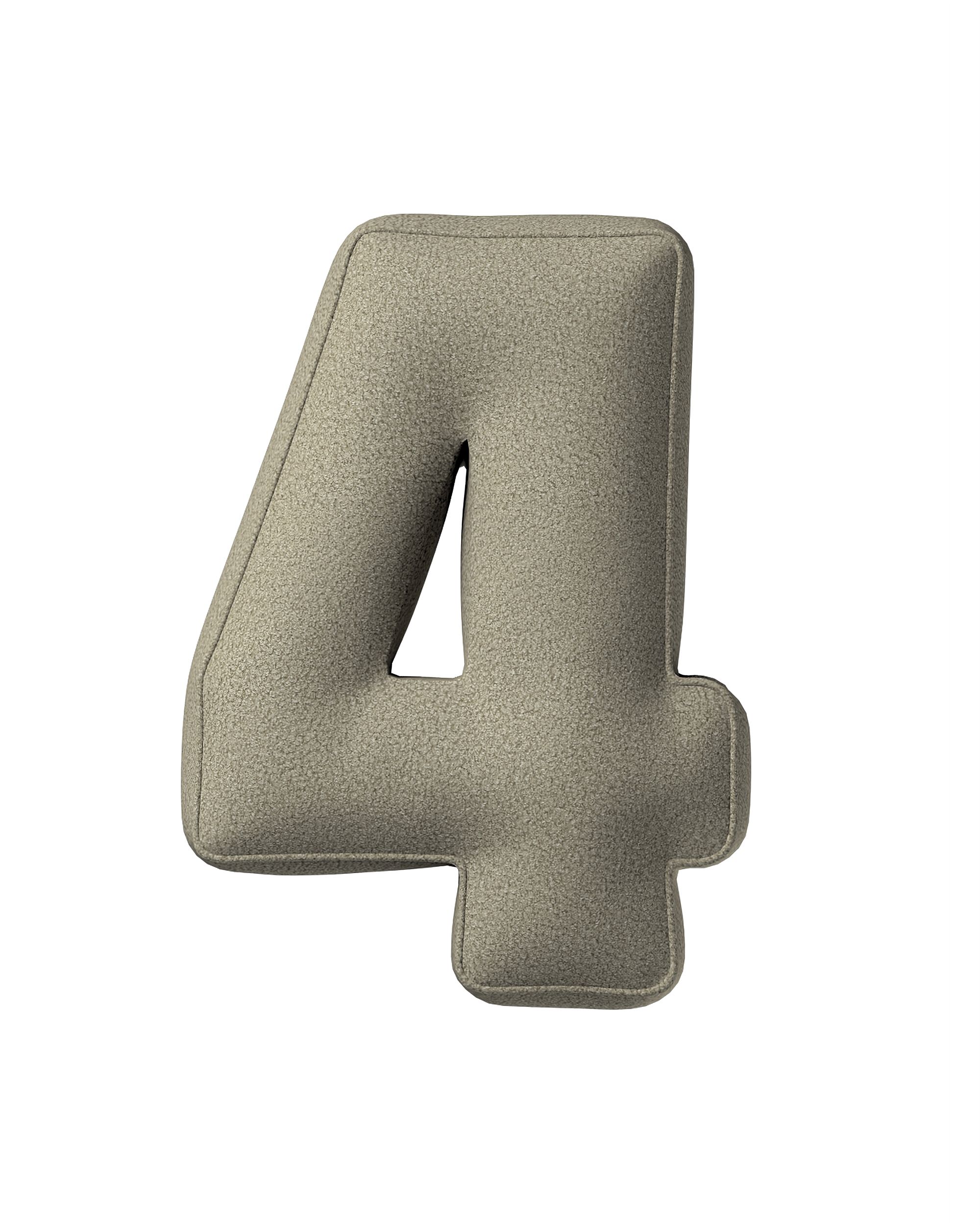 Coussin en forme du chiffre 4 couleur beige tissu tresse