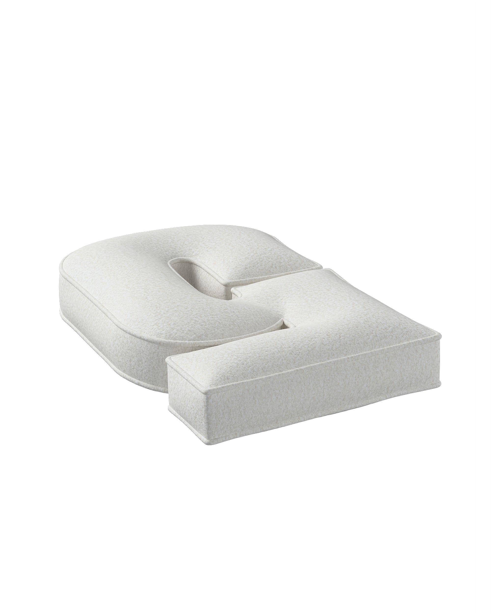 Coussin en forme du chiffre 5 couleur blanc tissu tresse (hover)