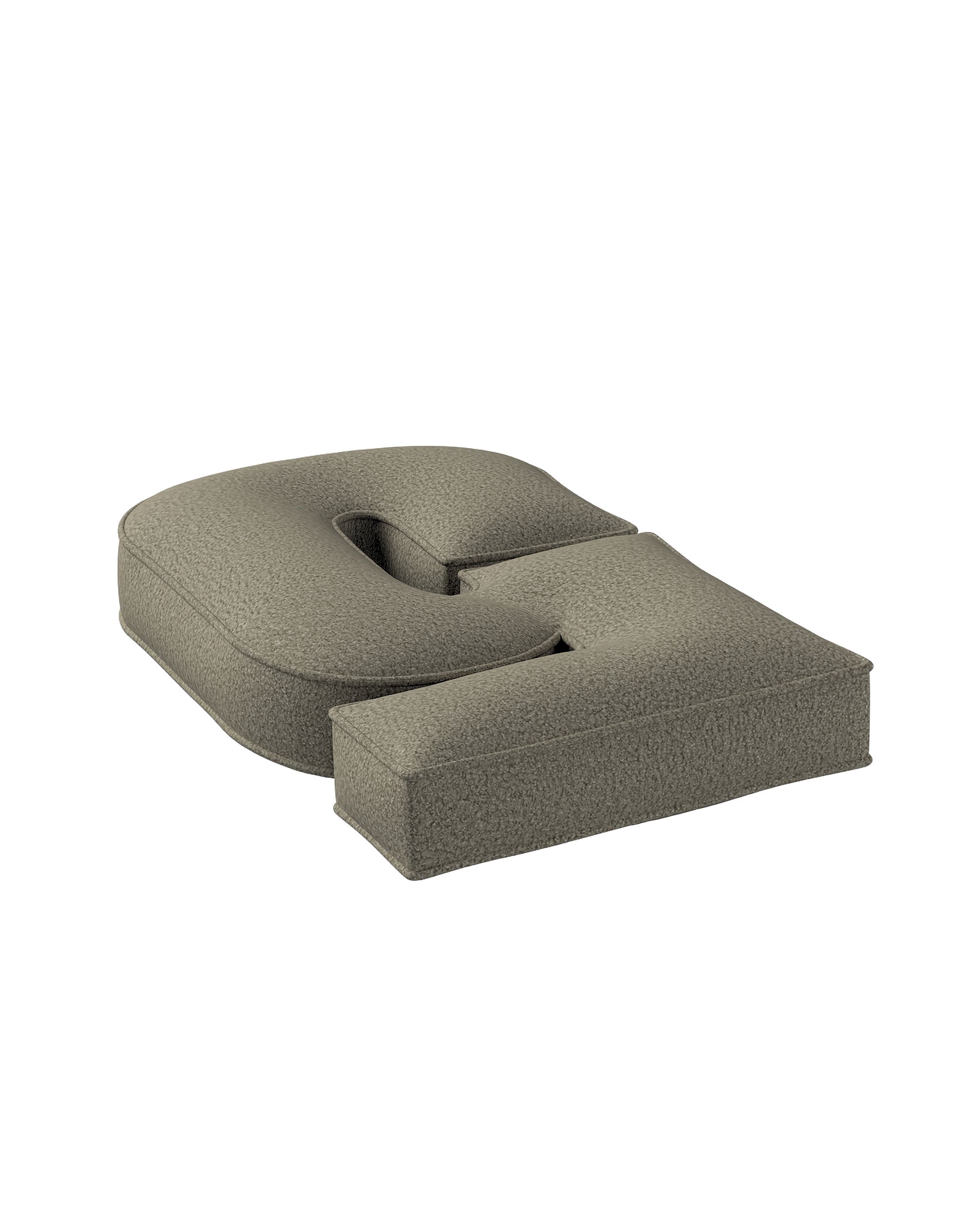 Coussin en forme du chiffre 5 couleur beige tissu tresse (hover)