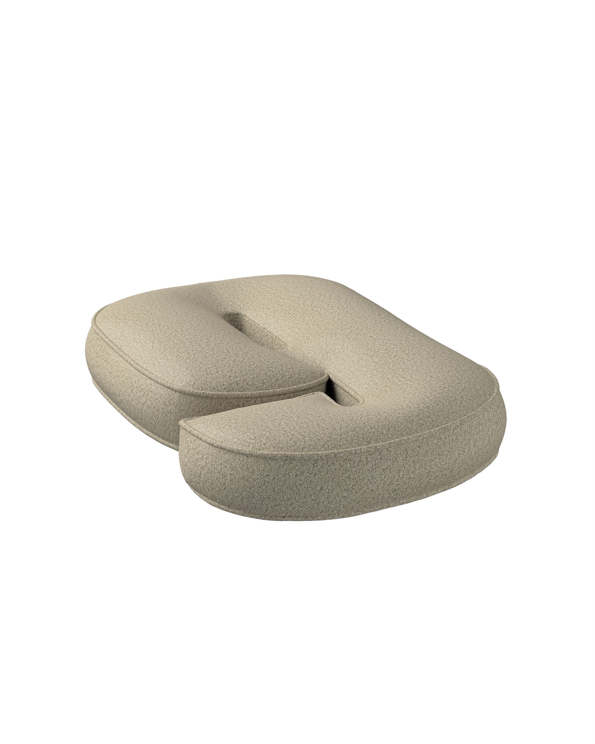 Coussin en forme du chiffre 6 couleur beige tissu tresse (hover)