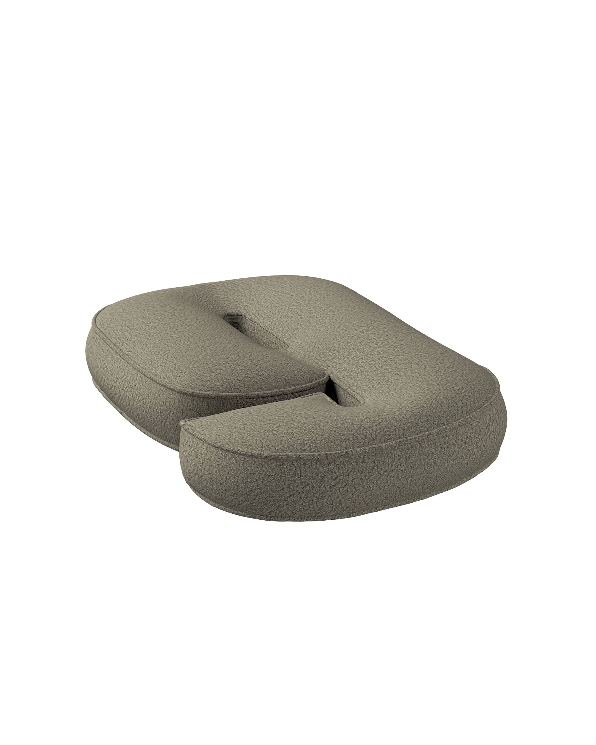 Coussin en forme du chiffre 6 couleur beige tissu tresse (hover)