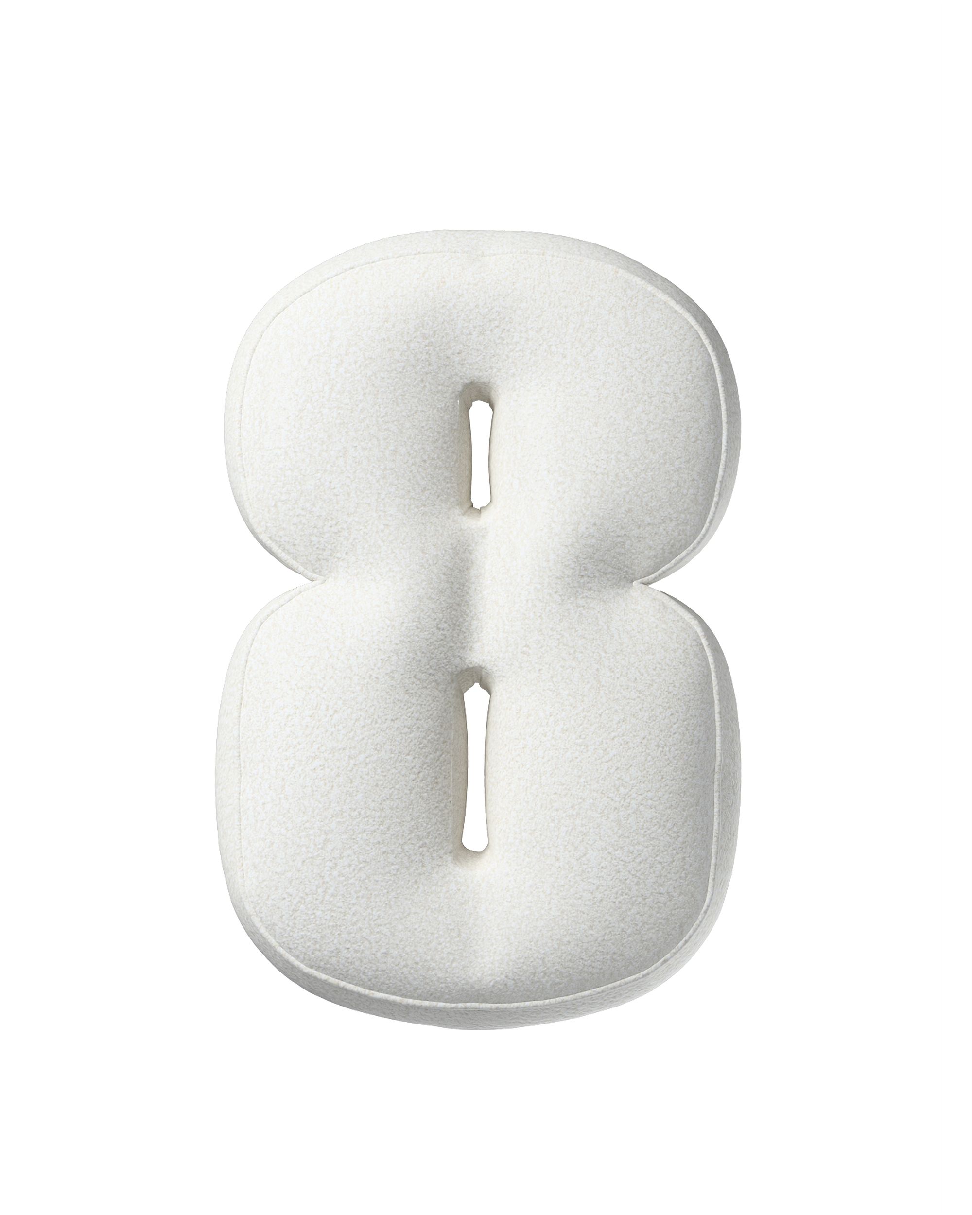 Number 8-shaped pillow couleur blanc tissu tresse