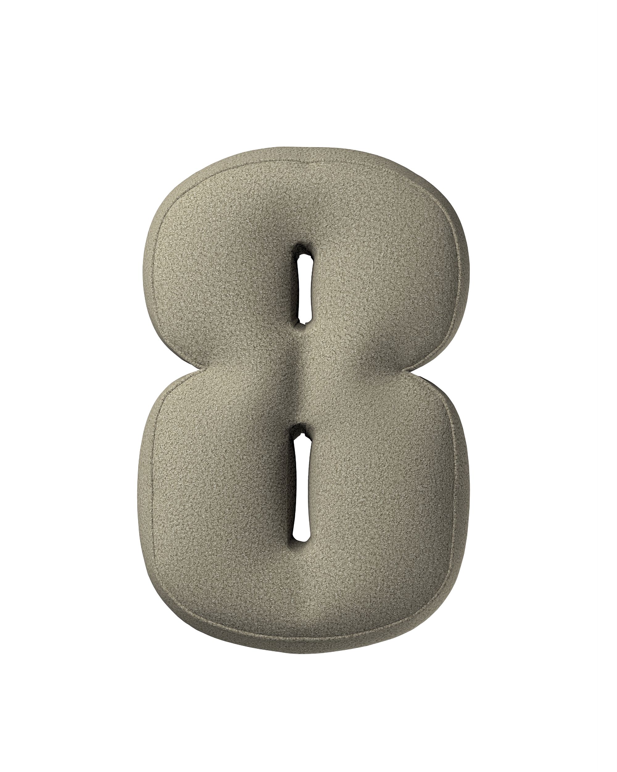 Number 8-shaped pillow couleur beige tissu tresse