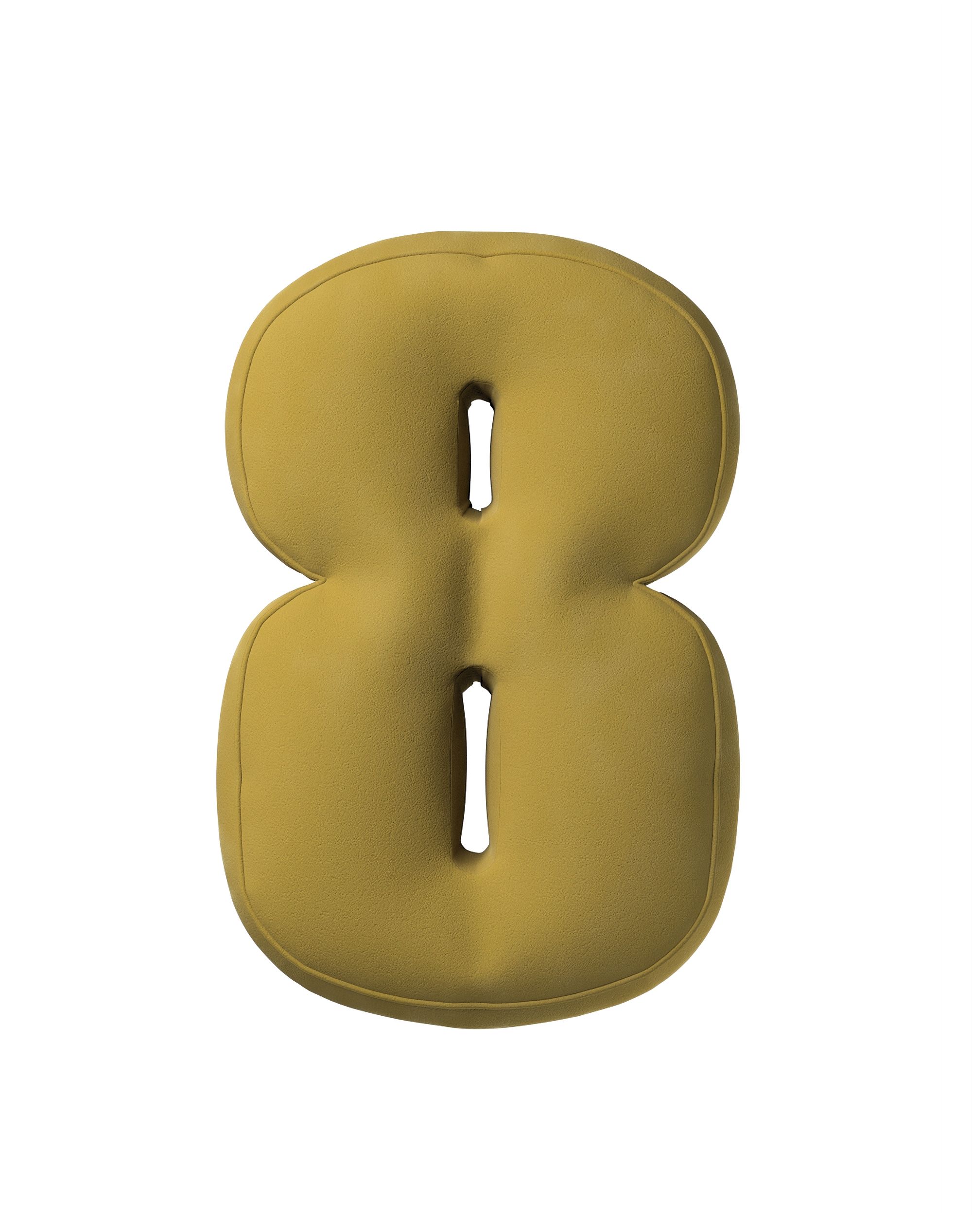 Number 8-shaped pillow couleur vert tissu brillant, velours