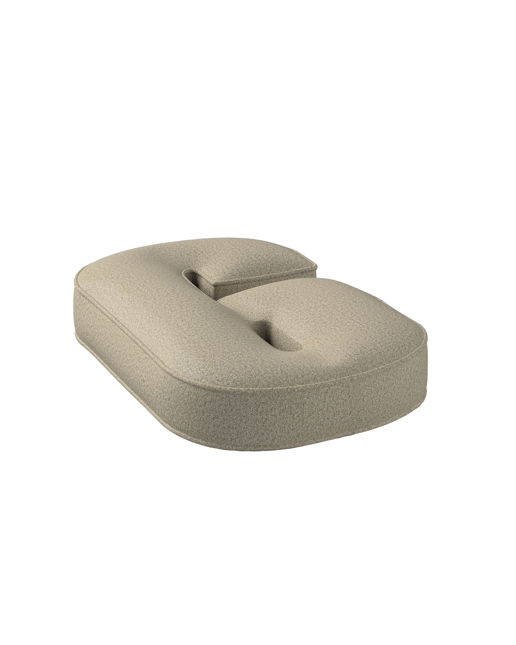 Coussin en forme du chiffre 9 couleur beige tissu tresse (hover)
