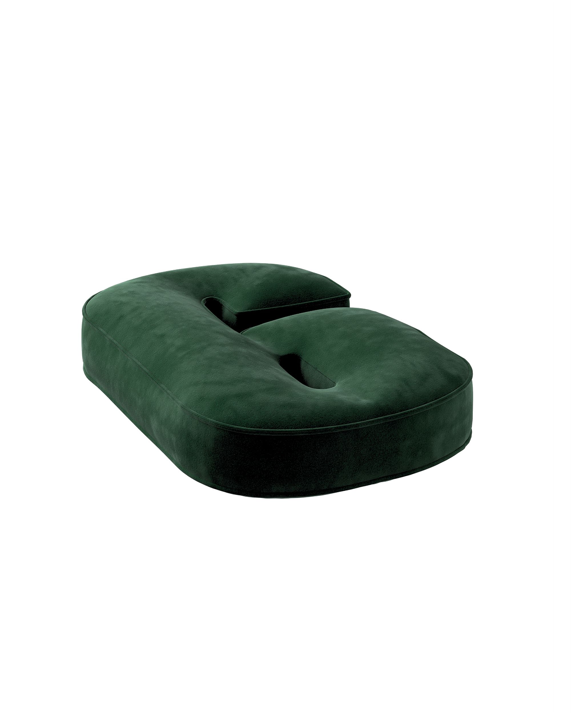 Coussin en forme du chiffre 9 couleur vert tissu brillant, velours (hover)