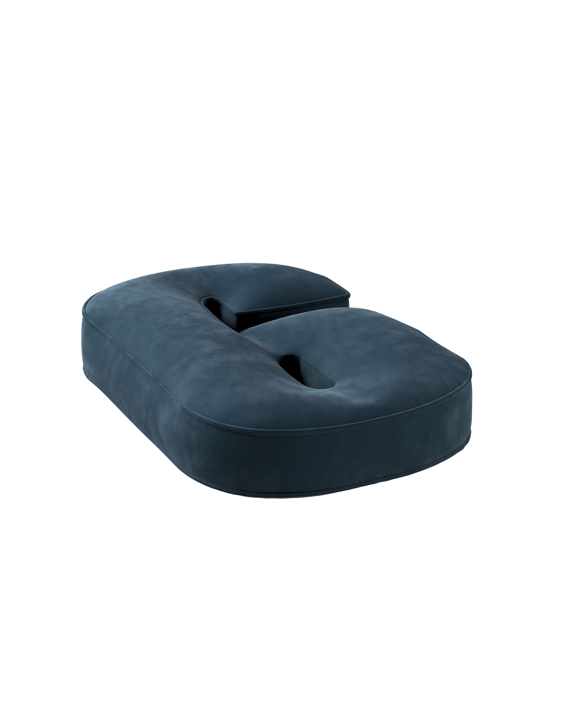 Coussin en forme du chiffre 9 couleur bleu tissu brillant, velours (hover)