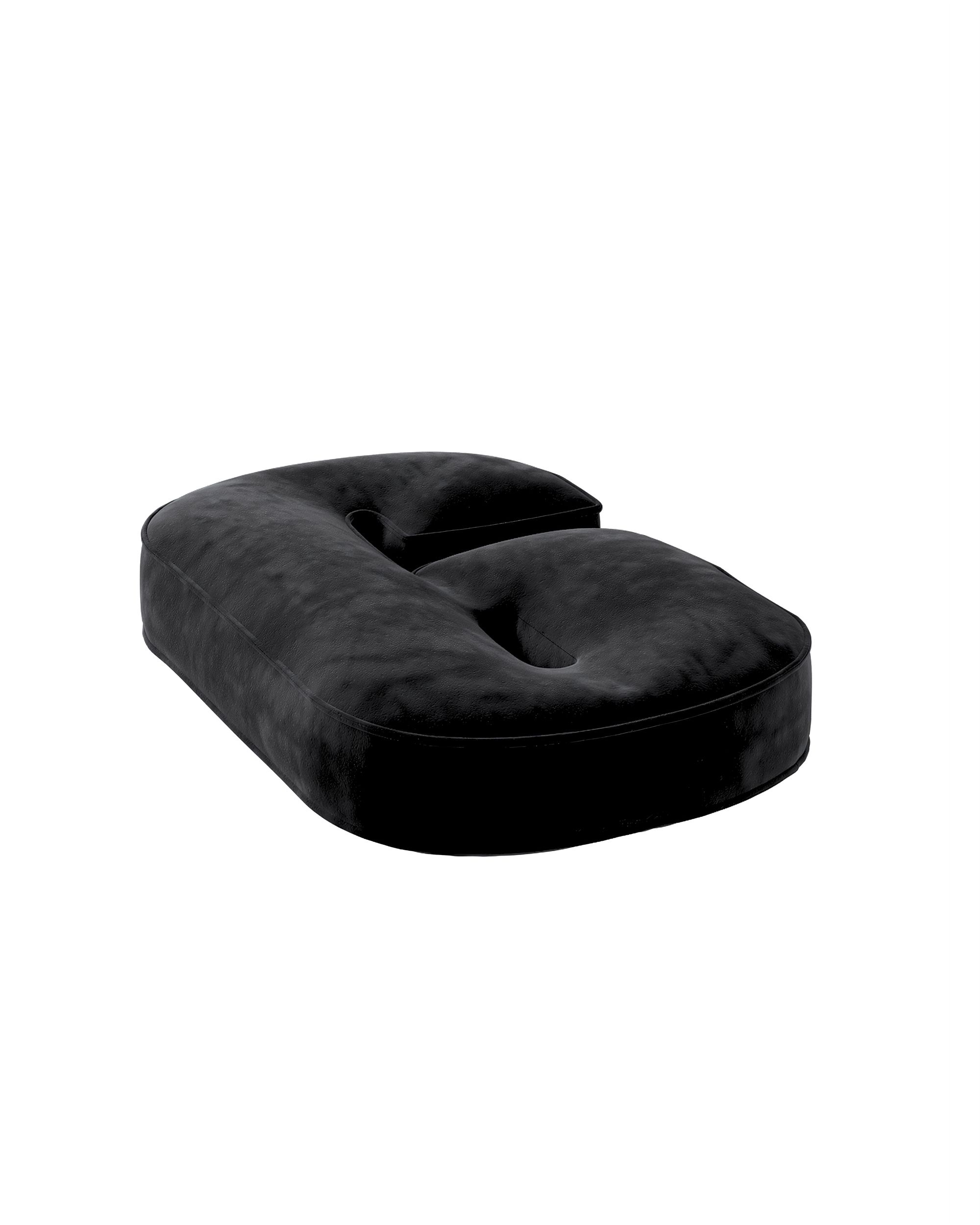 Coussin en forme du chiffre 9 couleur noir tissu brillant, velours (hover)