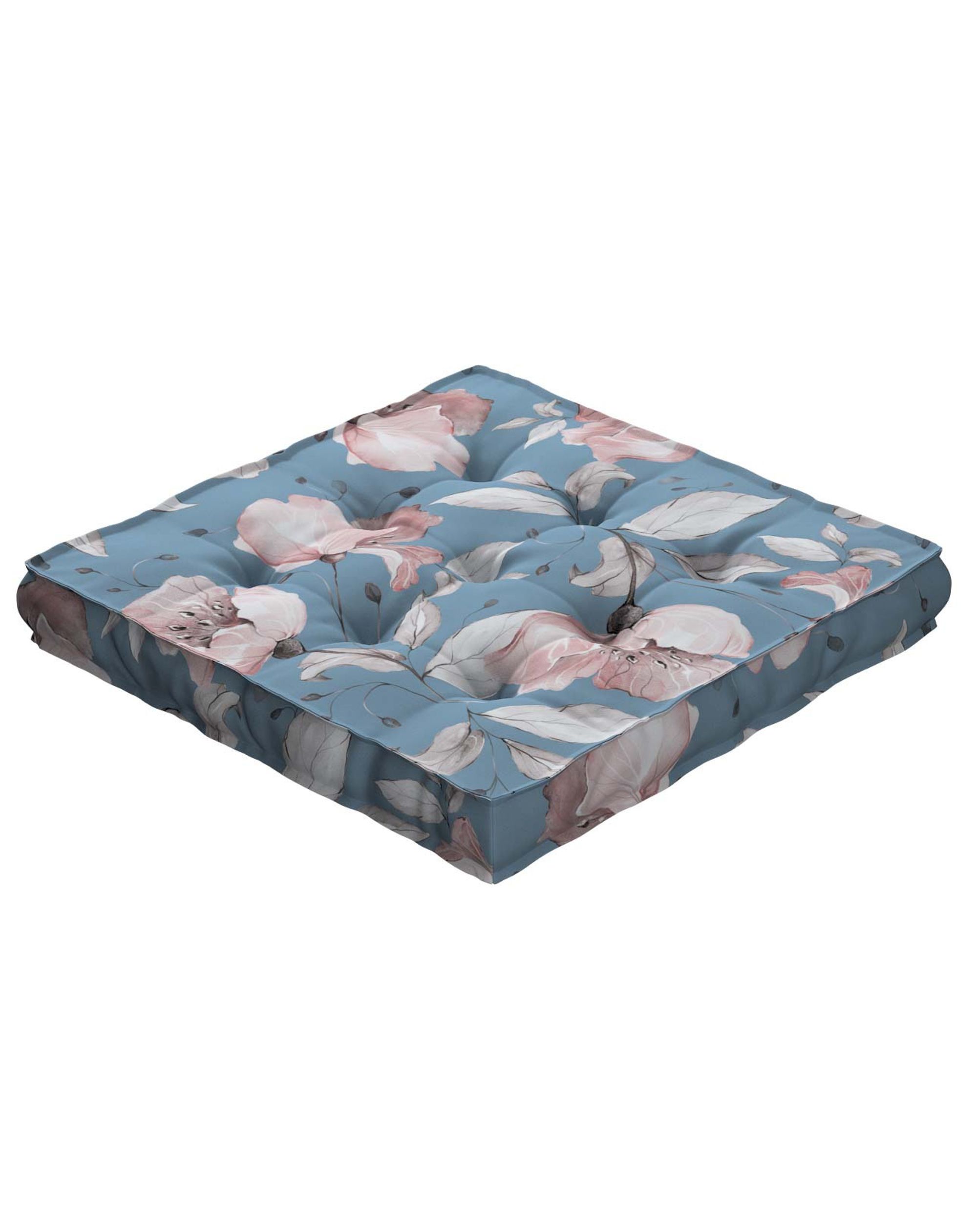 Coussins d'assise Tomi couleur bleu tissu à motifs