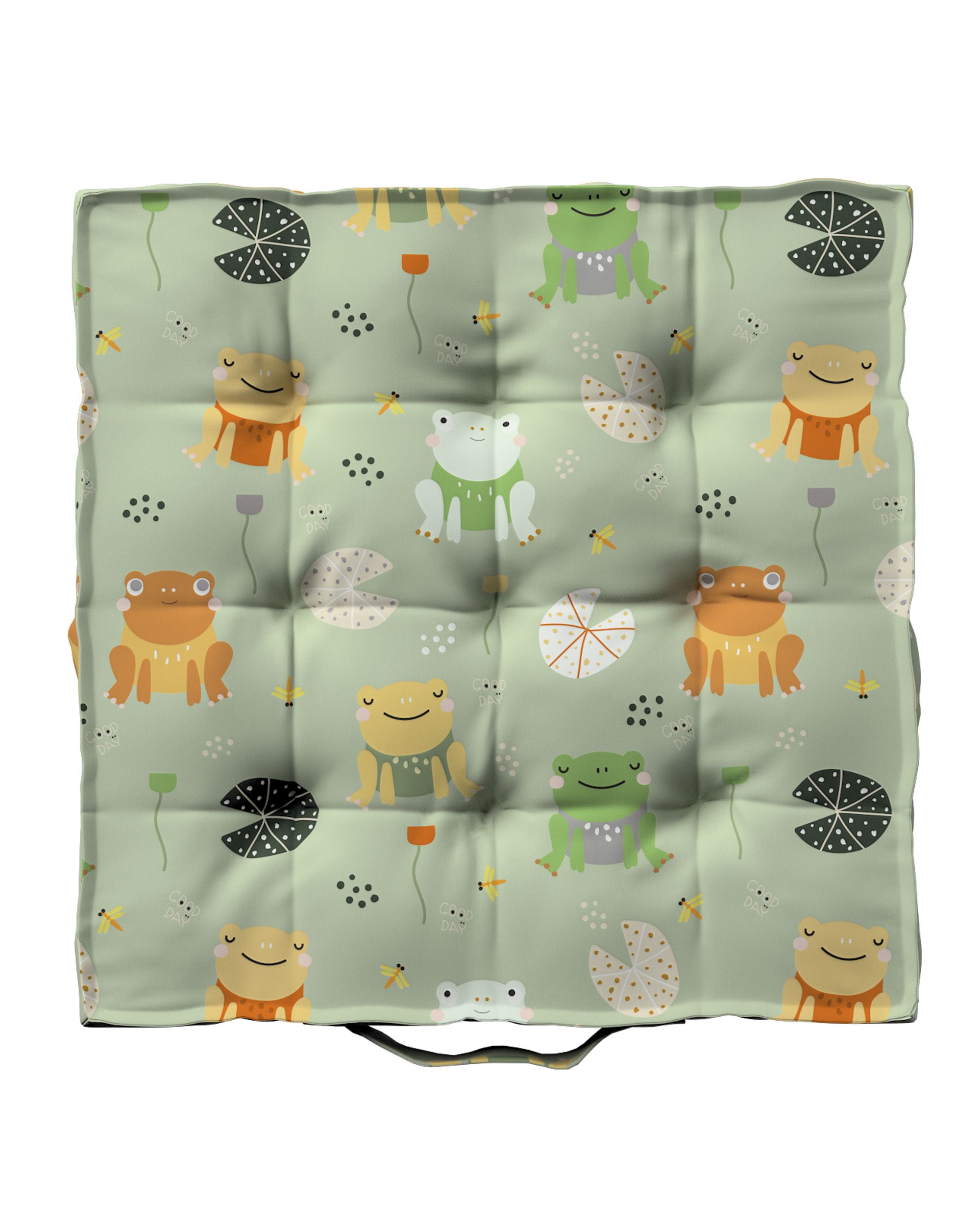 Coussins d'assise Tomi couleur vert tissu à motifs