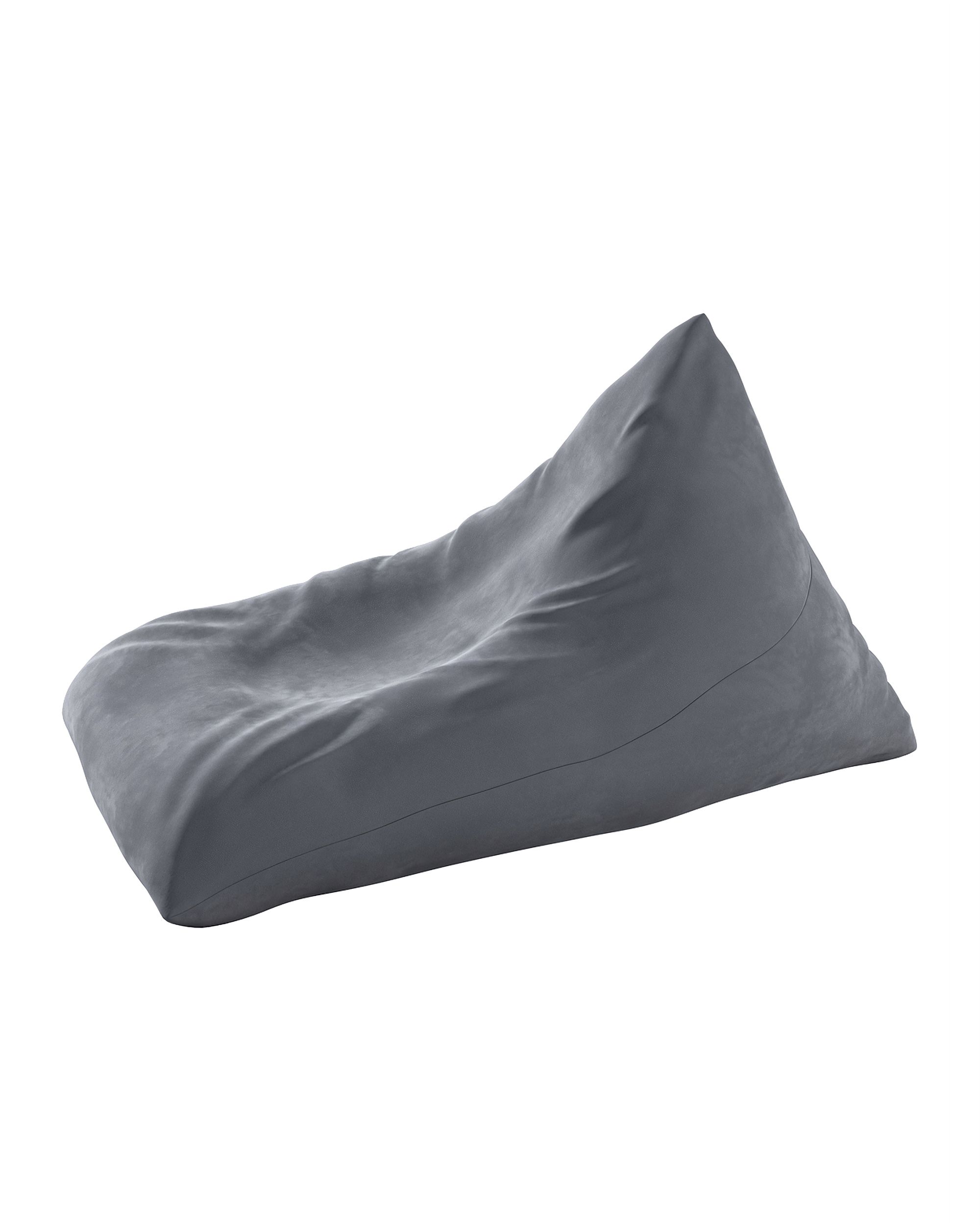 Pouf chaise longue couleur gris tissu brillant, velours (hover)