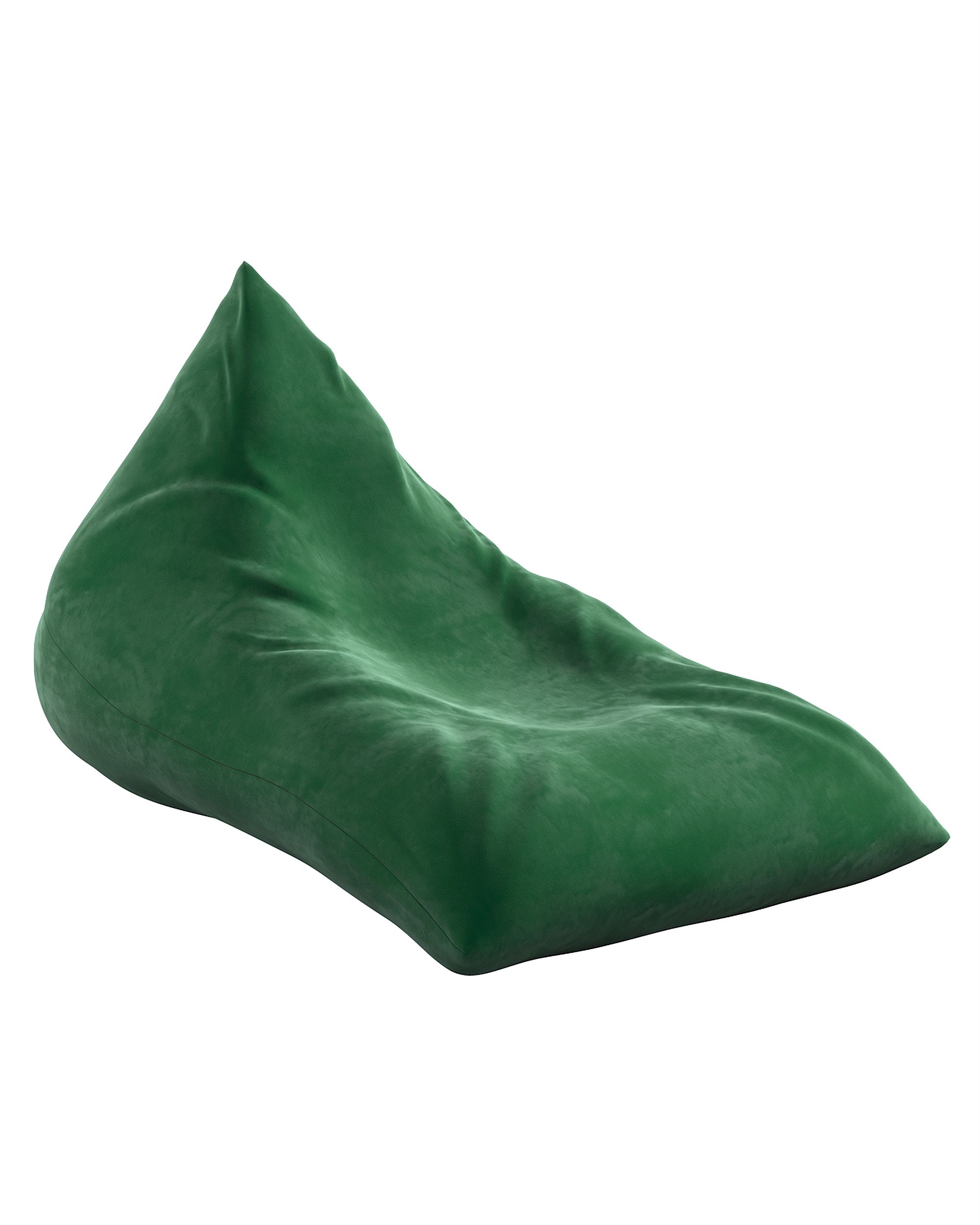 Pouf chaise longue couleur vert tissu brillant, velours
