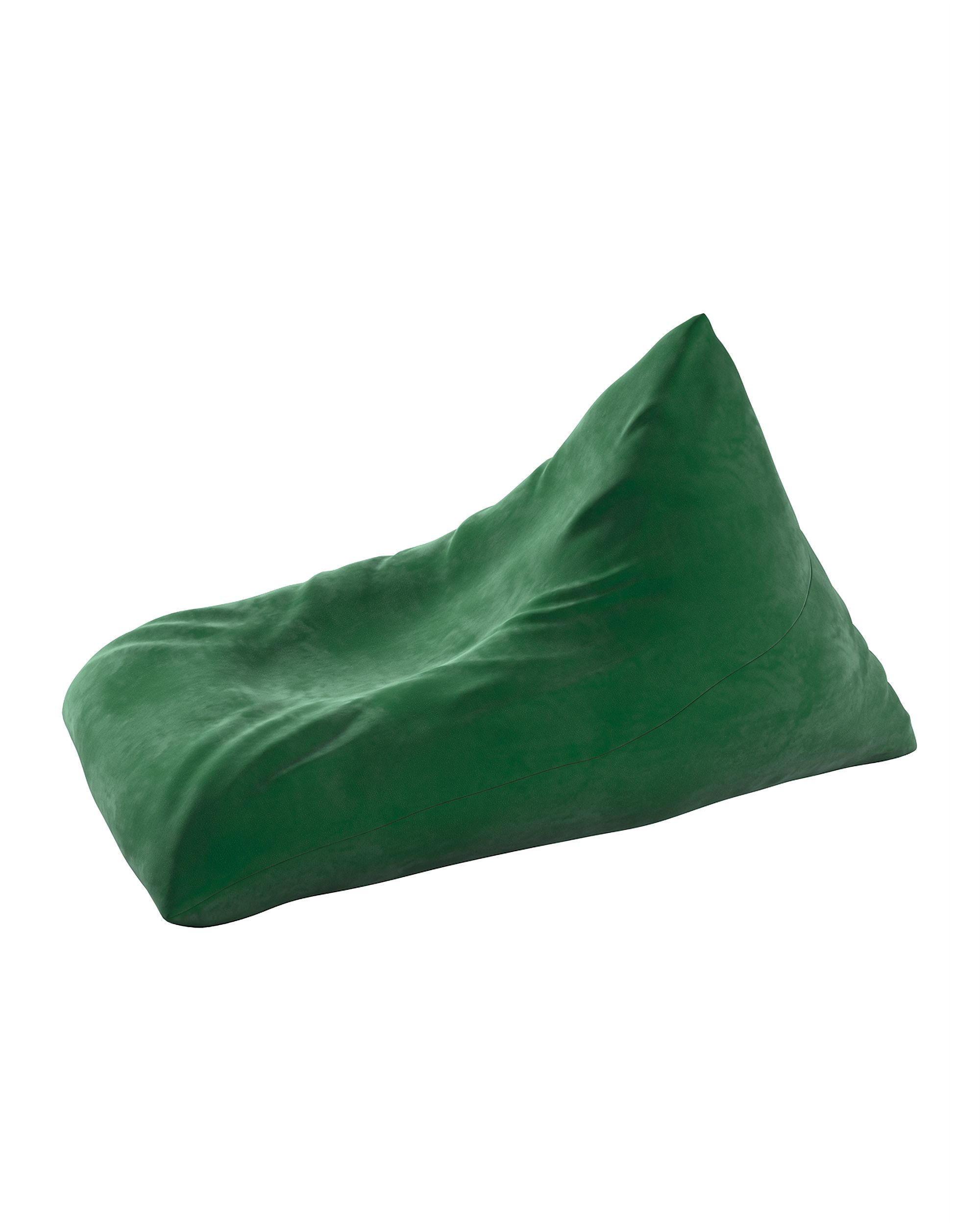 Pouf chaise longue couleur vert tissu brillant, velours (hover)