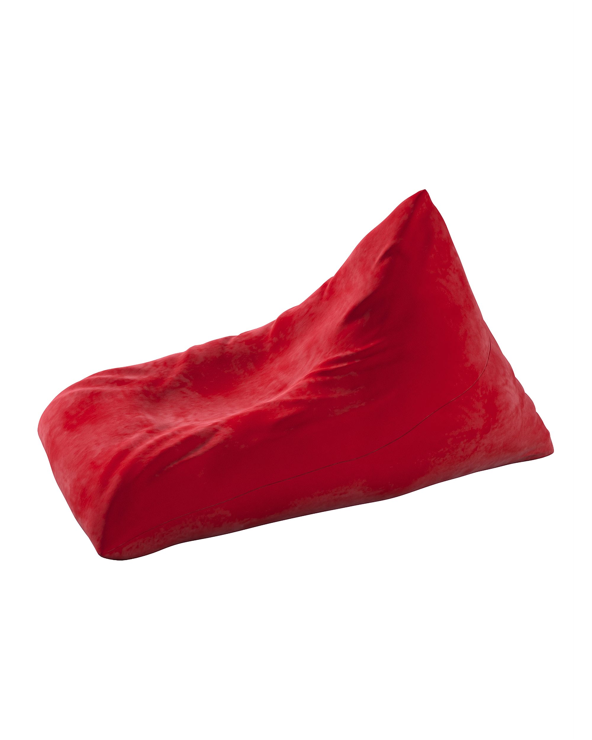 Pouf chaise longue couleur rouge tissu brillant, velours (hover)