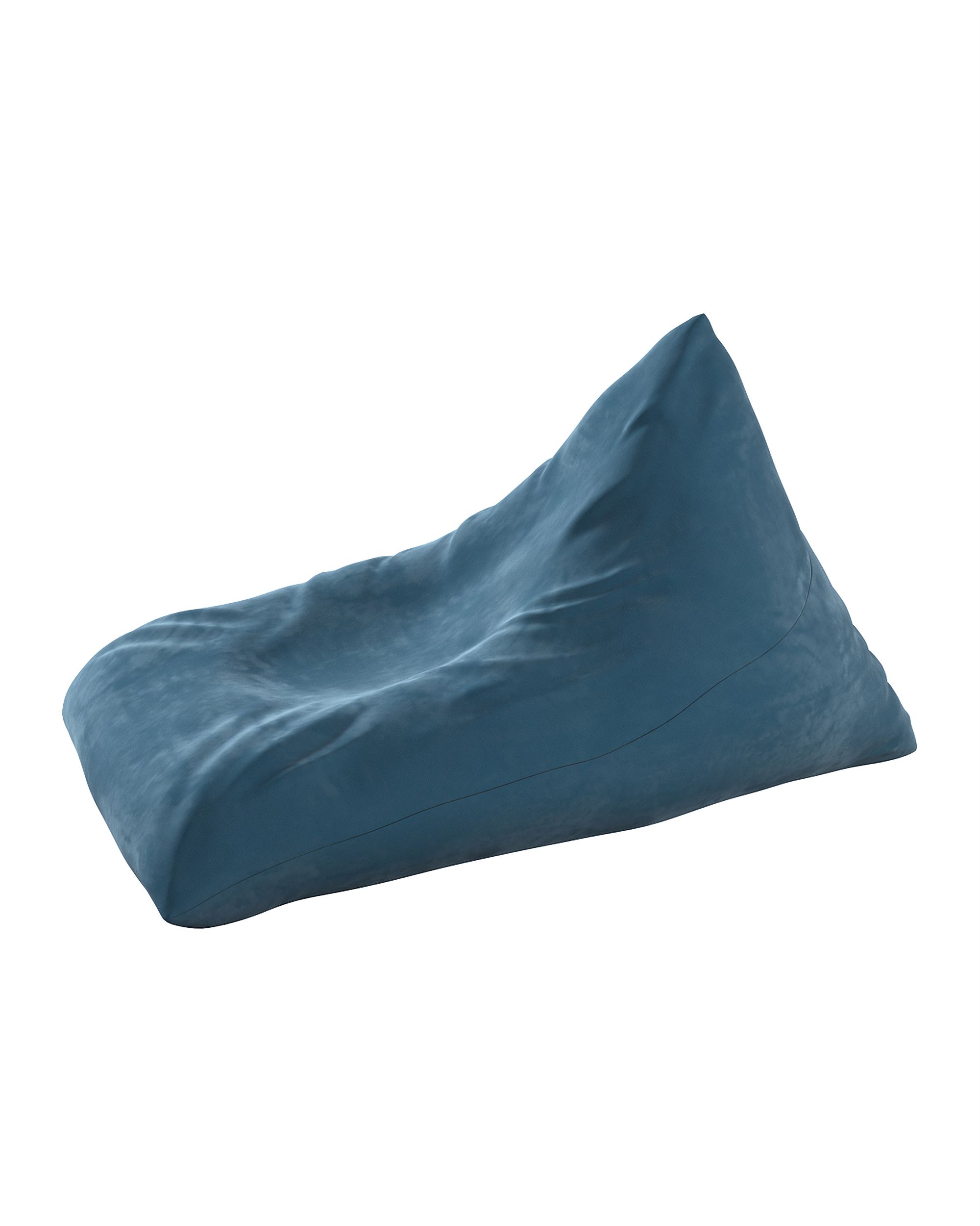 Pouf chaise longue couleur bleu tissu brillant, velours (hover)