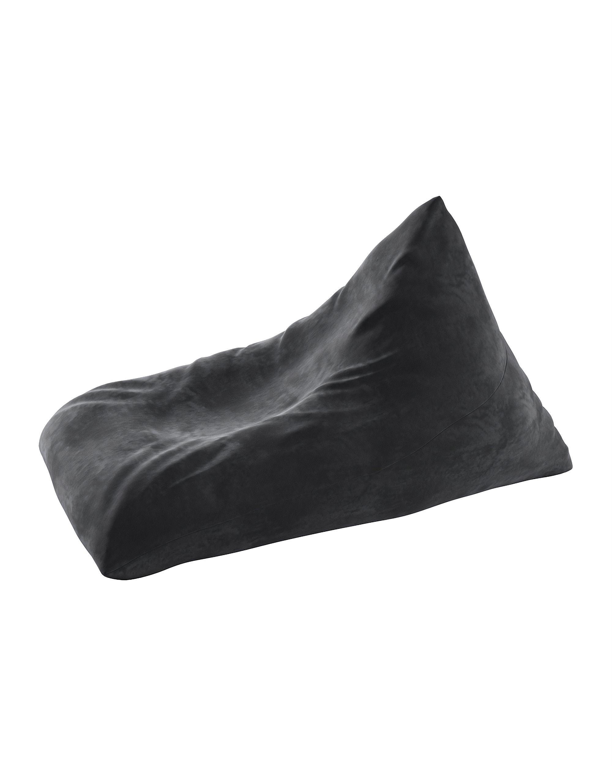 Pouf chaise longue couleur noir tissu brillant, velours (hover)