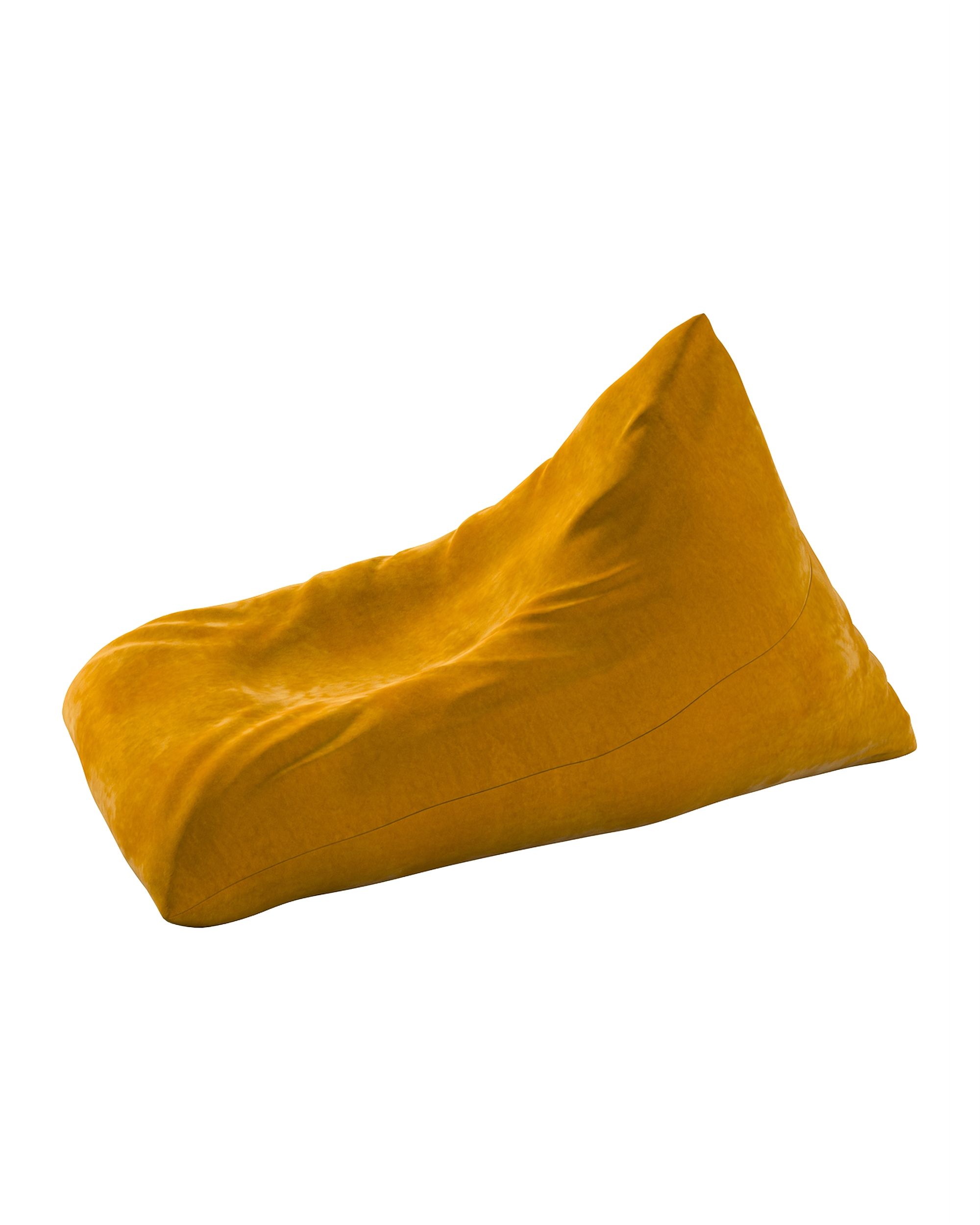 Pouf chaise longue couleur jaune tissu brillant, velours (hover)