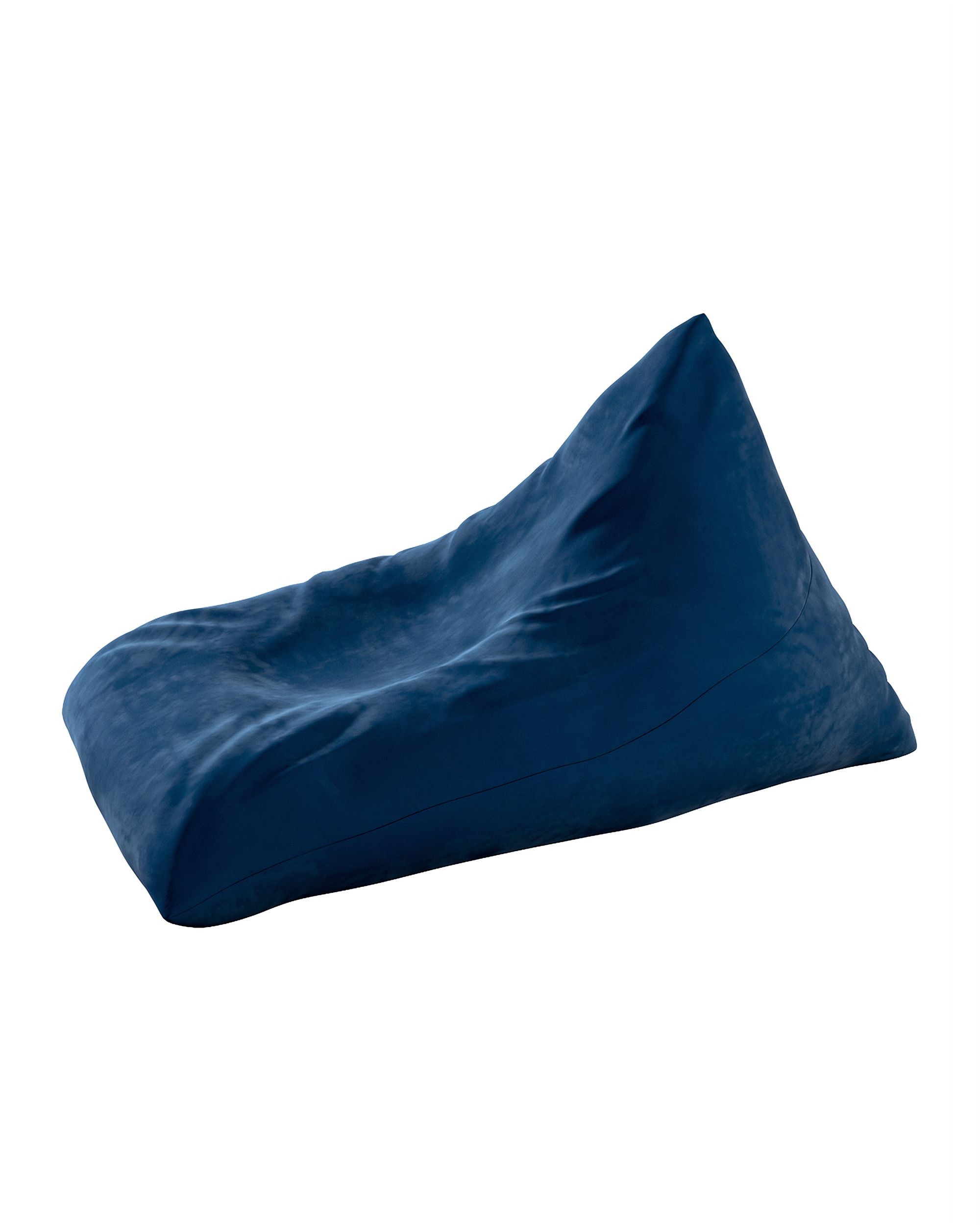 Pouf chaise longue couleur bleu marine tissu brillant, velours (hover)