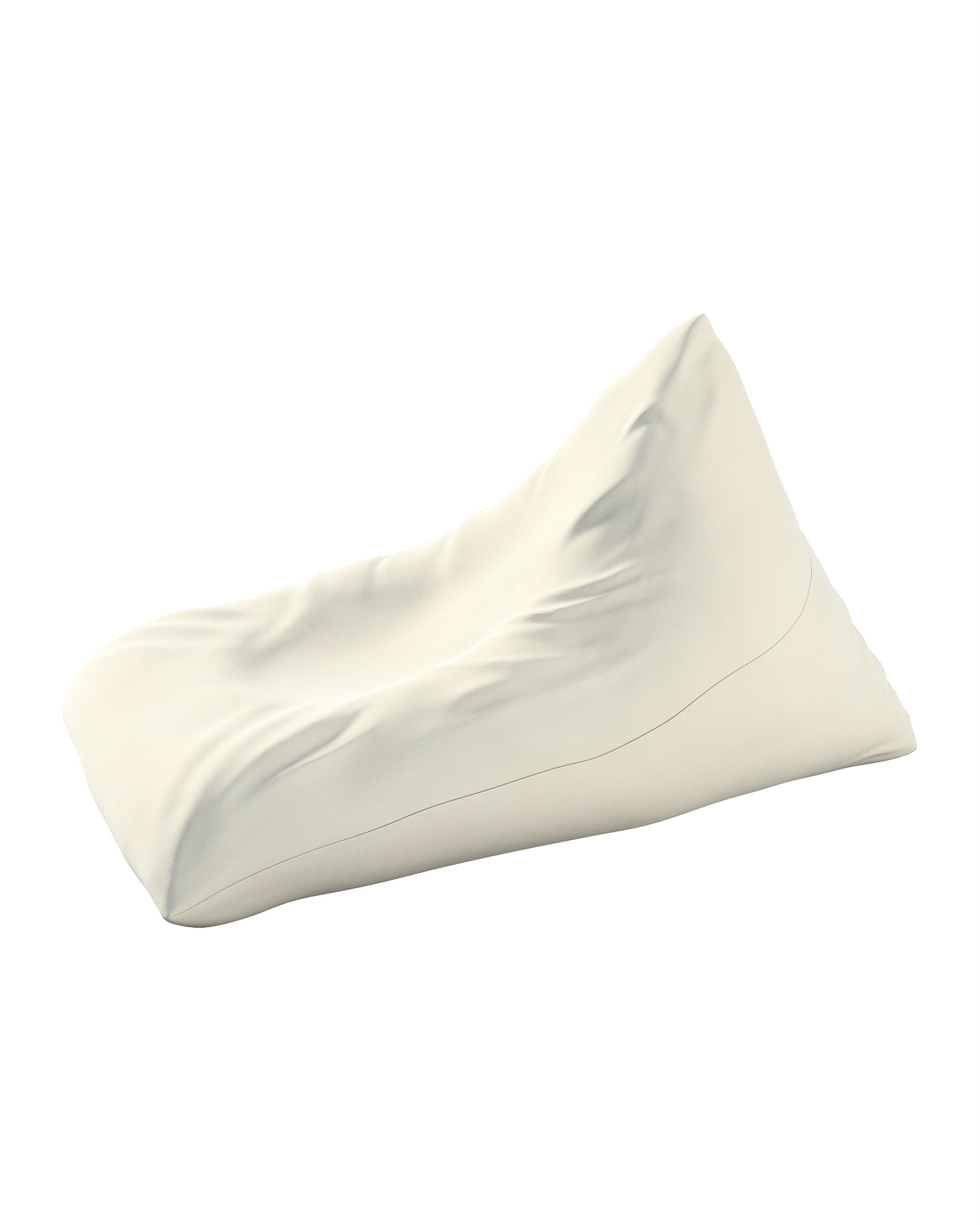 Pouf chaise longue couleur crème tissu brillant, velours (hover)