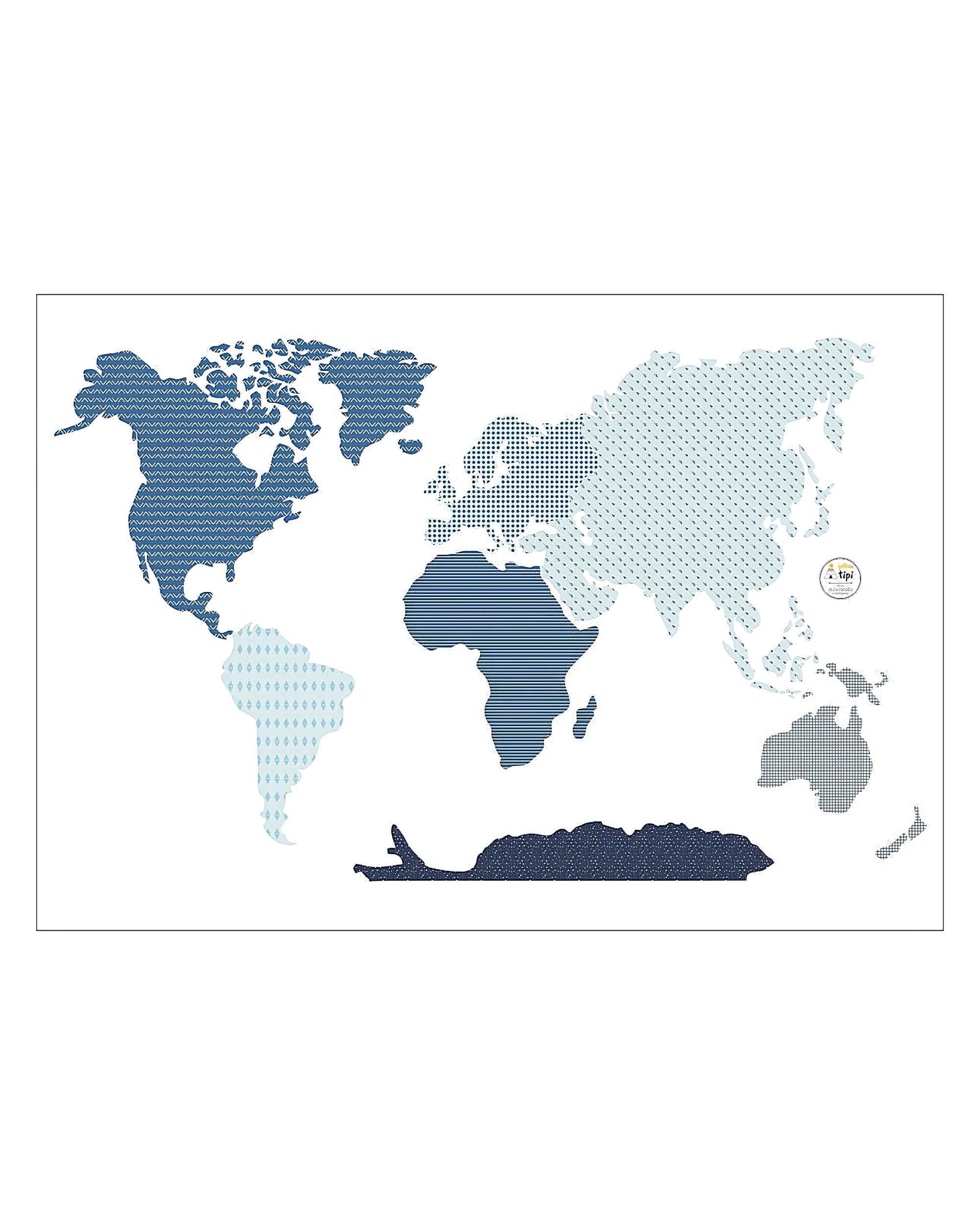 Sticker World Map Blue