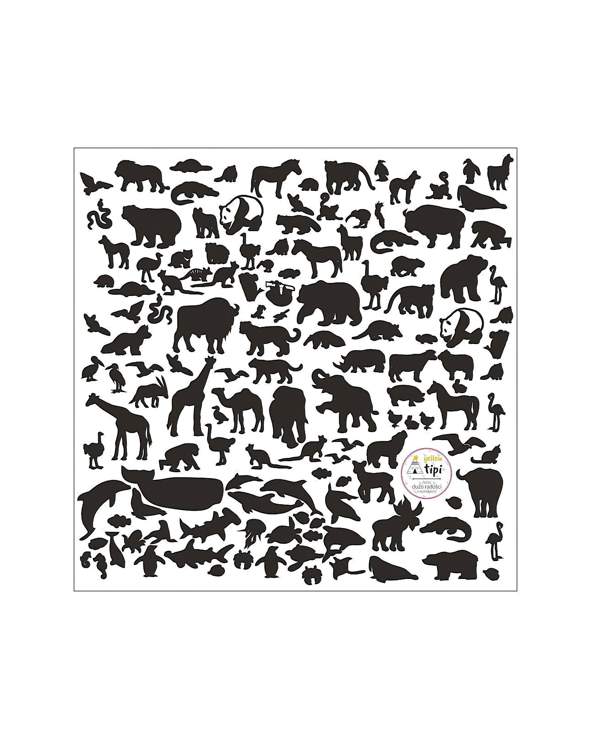 Stickers World Animals Black