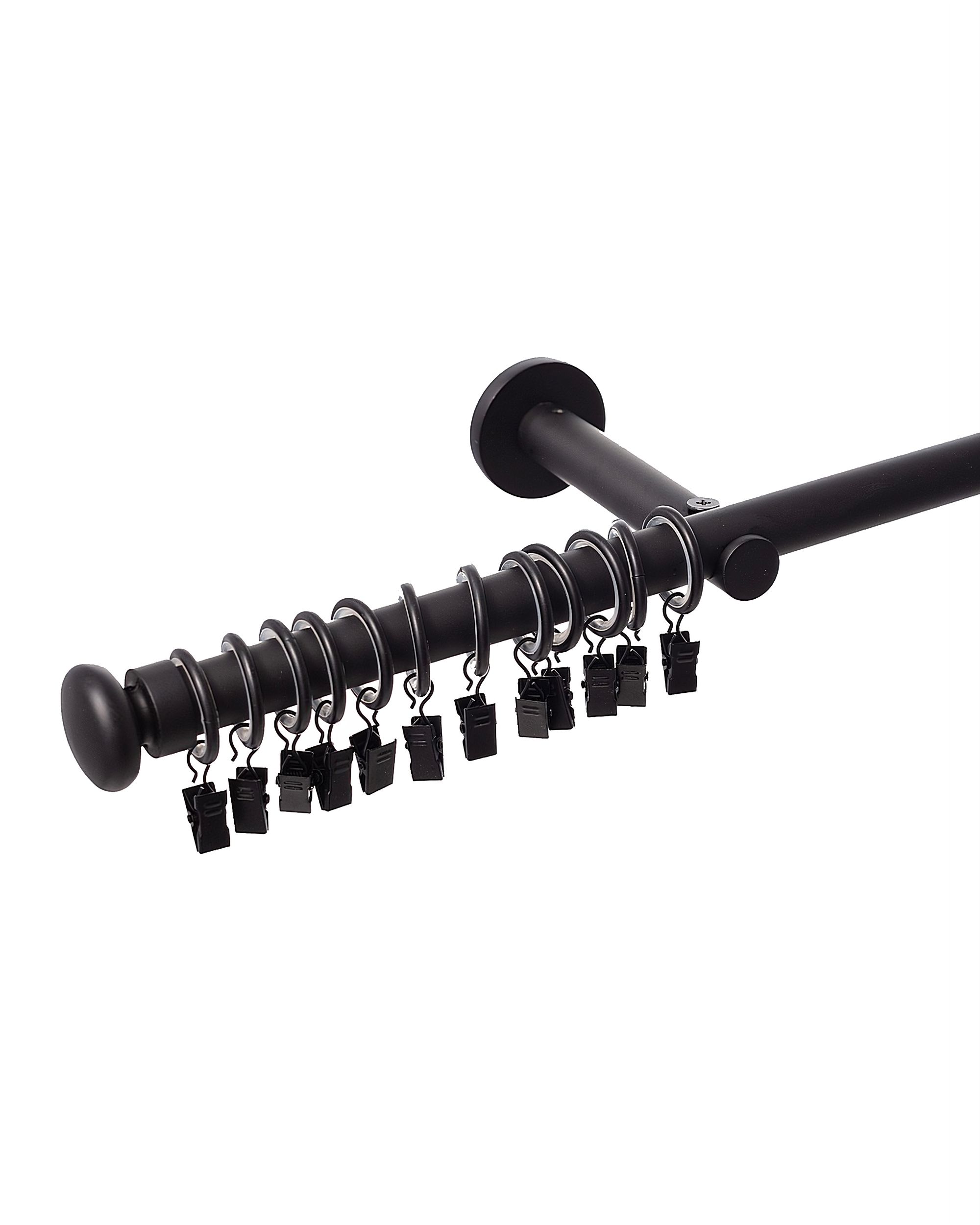 Set tringle à rideaux Modern noir mat 240cm