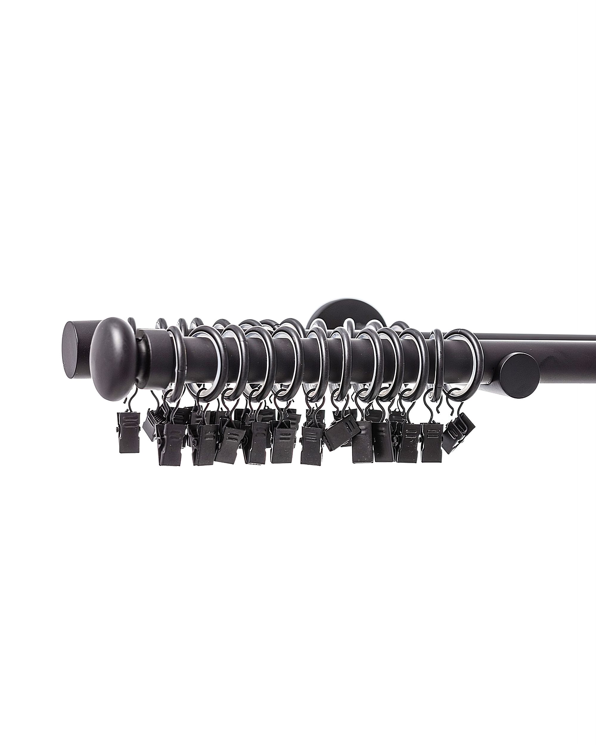 Set tringle à rideaux double Modern noir mat 160cm (hover)