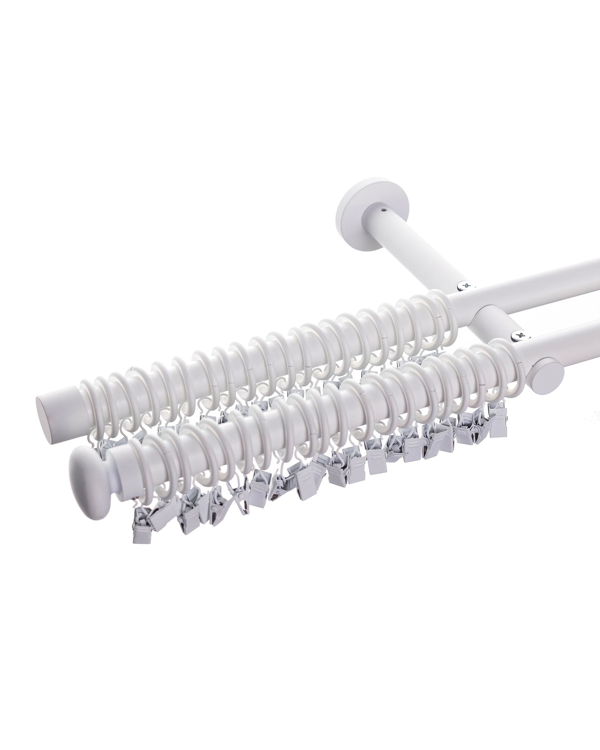 Set tringle à rideaux double Modern blanc mat 160cm