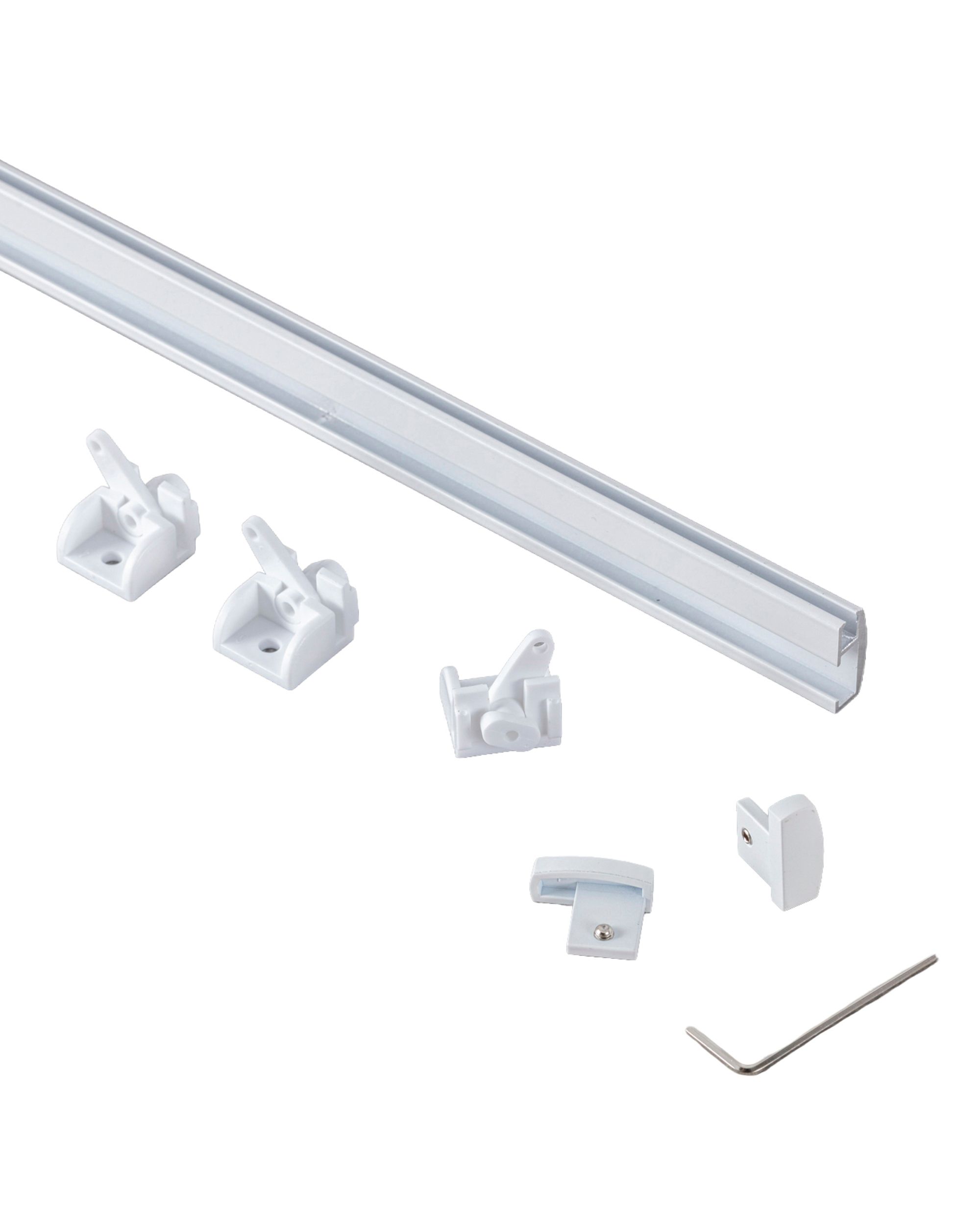 Rail plafonnier complet en aluminium Premium simple 150cm blanc (hover)