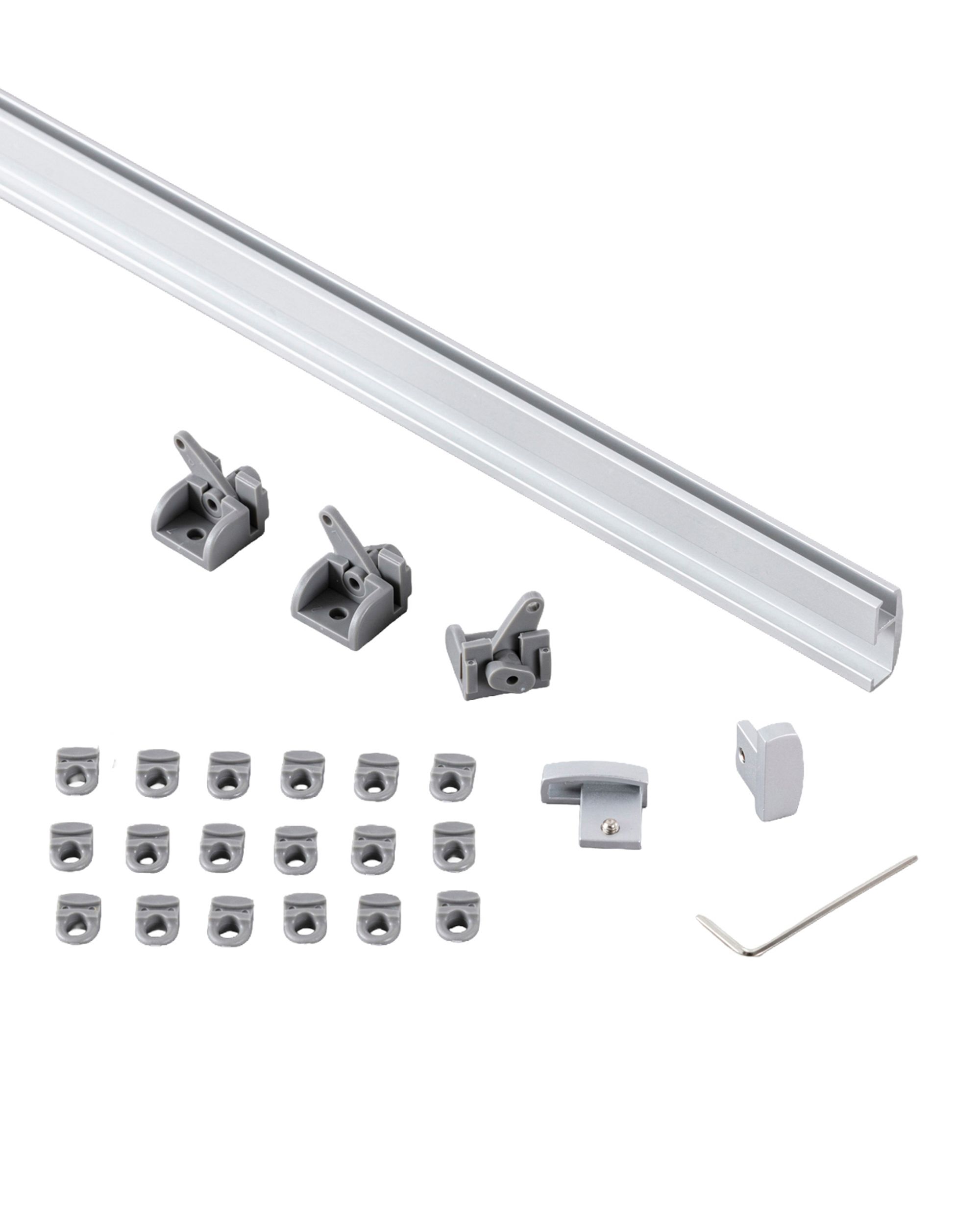 Rail de plafond Premium en aluminium simple 150cm argenté - set (hover)
